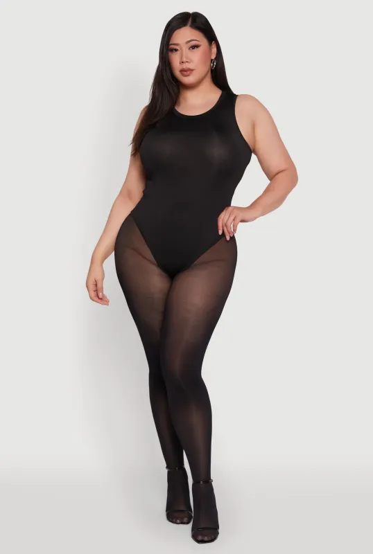 Plus Size Daisy Sleeveless Crew Neck Bodysuit sold by Rainbow