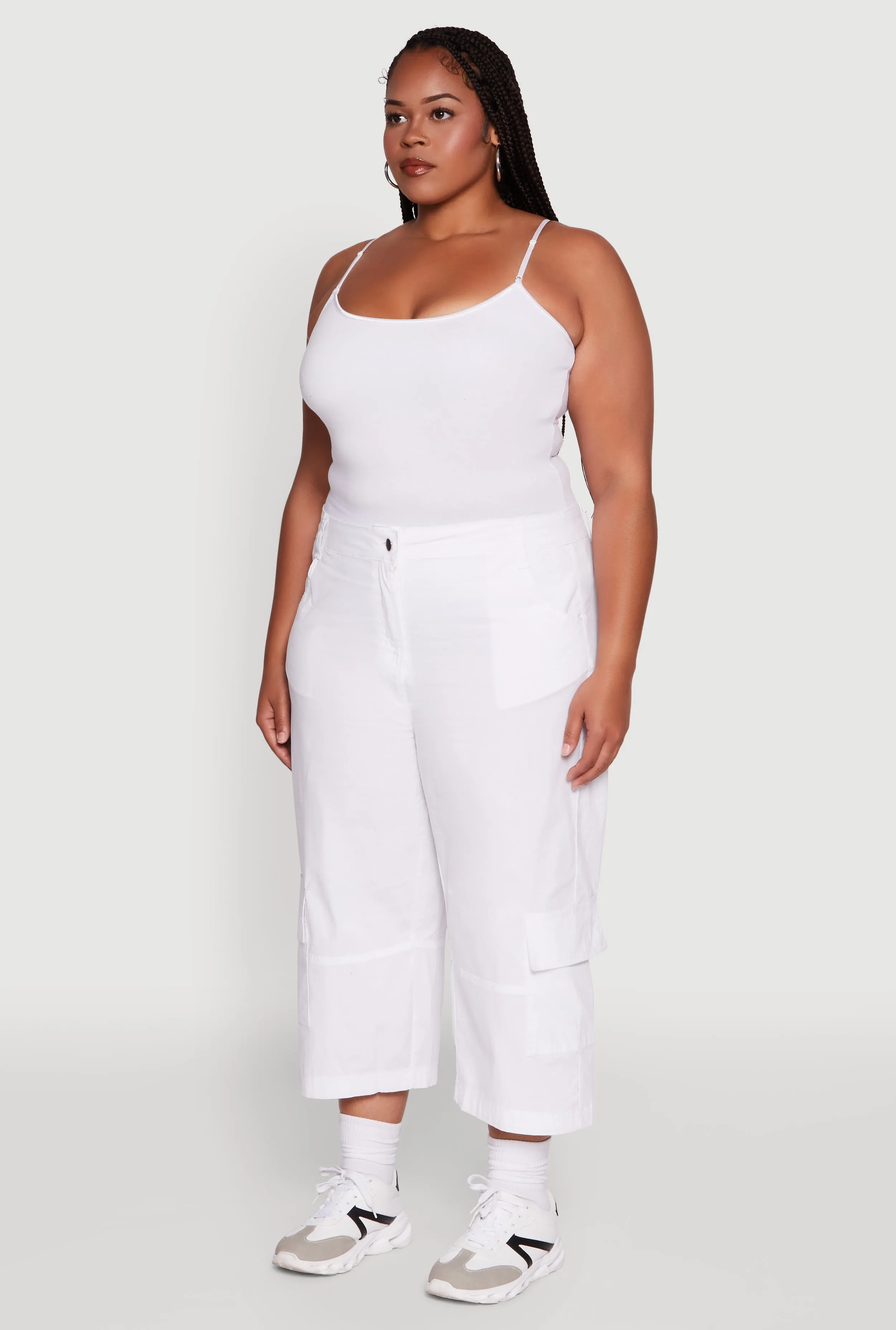 Plus Size Poplin High Waisted Cargo Capris sold by Rainbow product image thumbnail 3