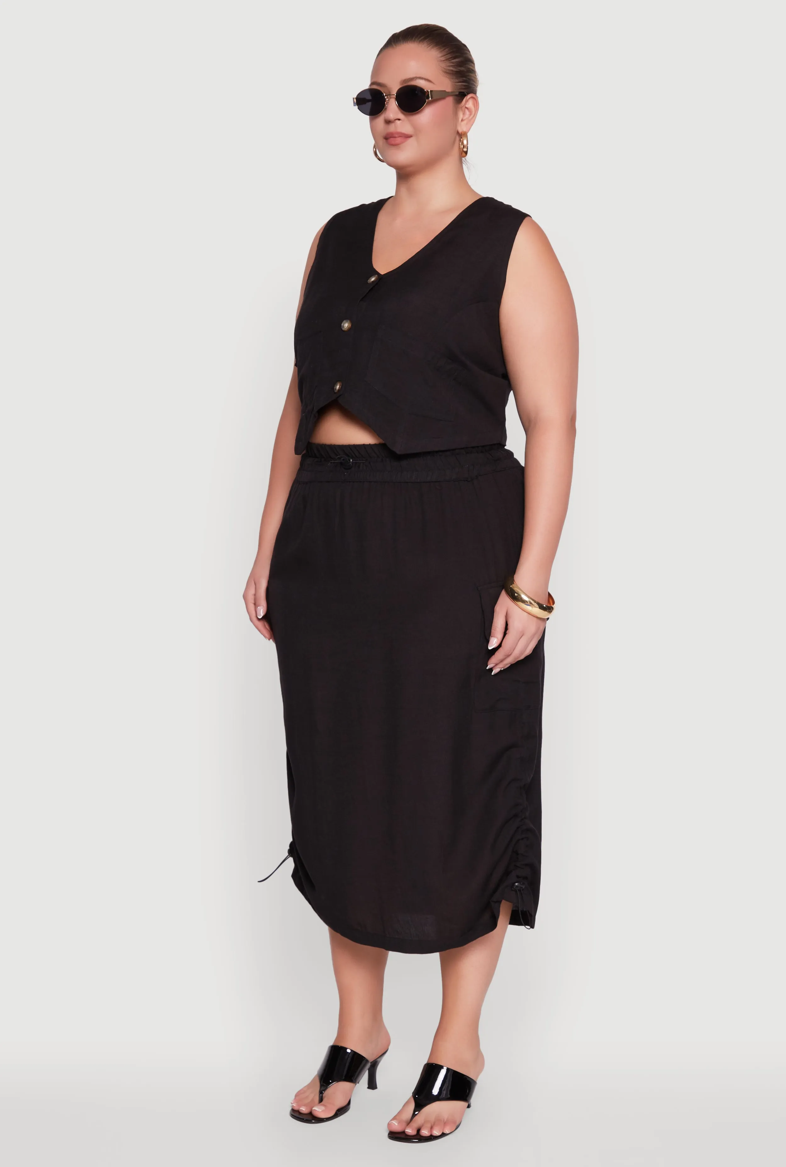 Plus Size Linen V-Neck Cropped Vest sold by Rainbow product image thumbnail 5