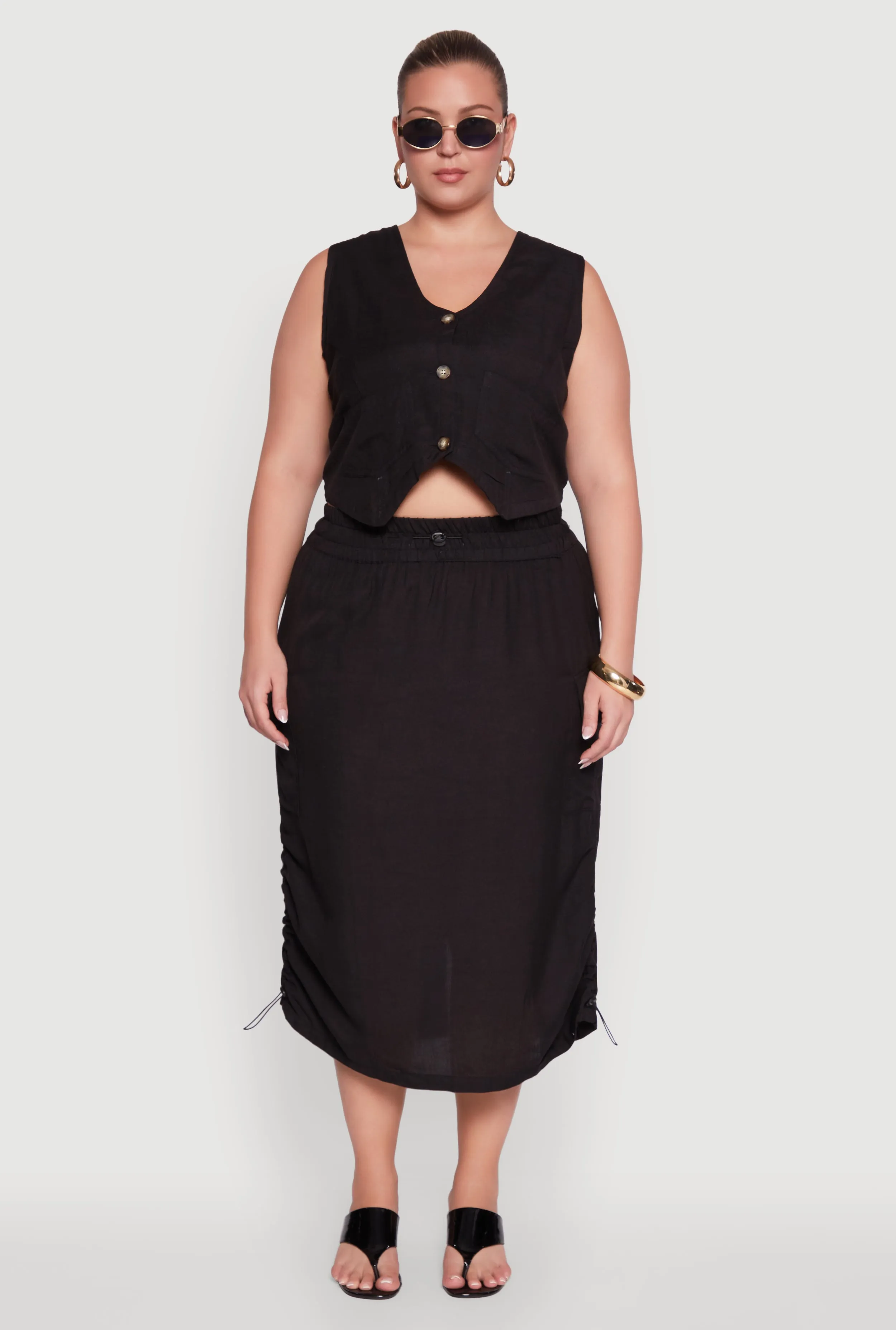 Plus Size Linen V-Neck Cropped Vest sold by Rainbow product image thumbnail 3