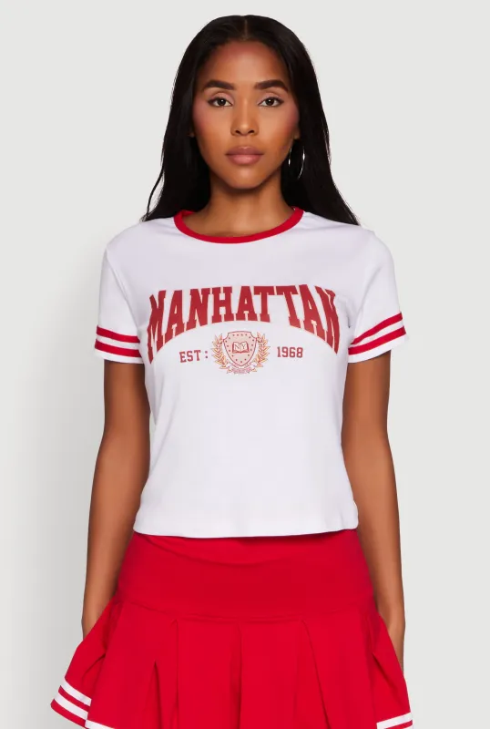 Varsity Stripe Manhattan Graphic Tee sold by Rainbow