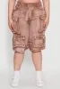Plus Size Daisy High Waisted Acid Wash Cargo Denim Shorts sold by Rainbow