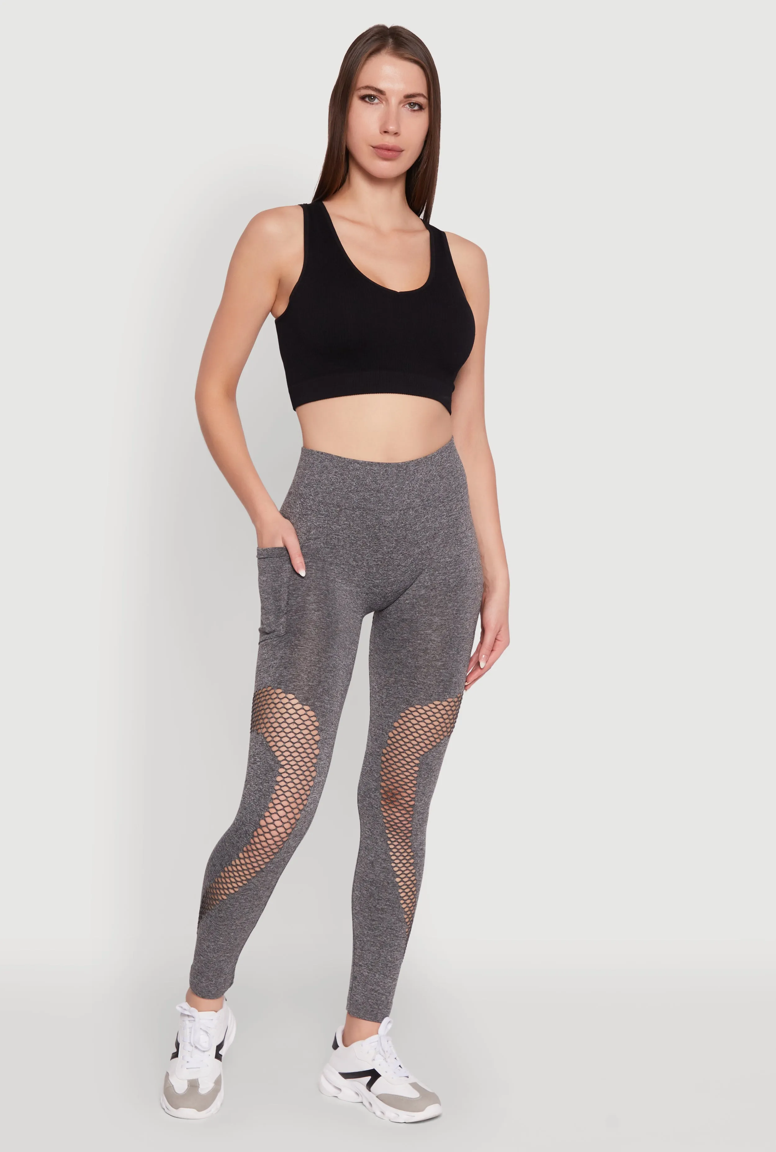 Fishnet Detail High Waisted Leggings with Booty Lift sold by Rainbow