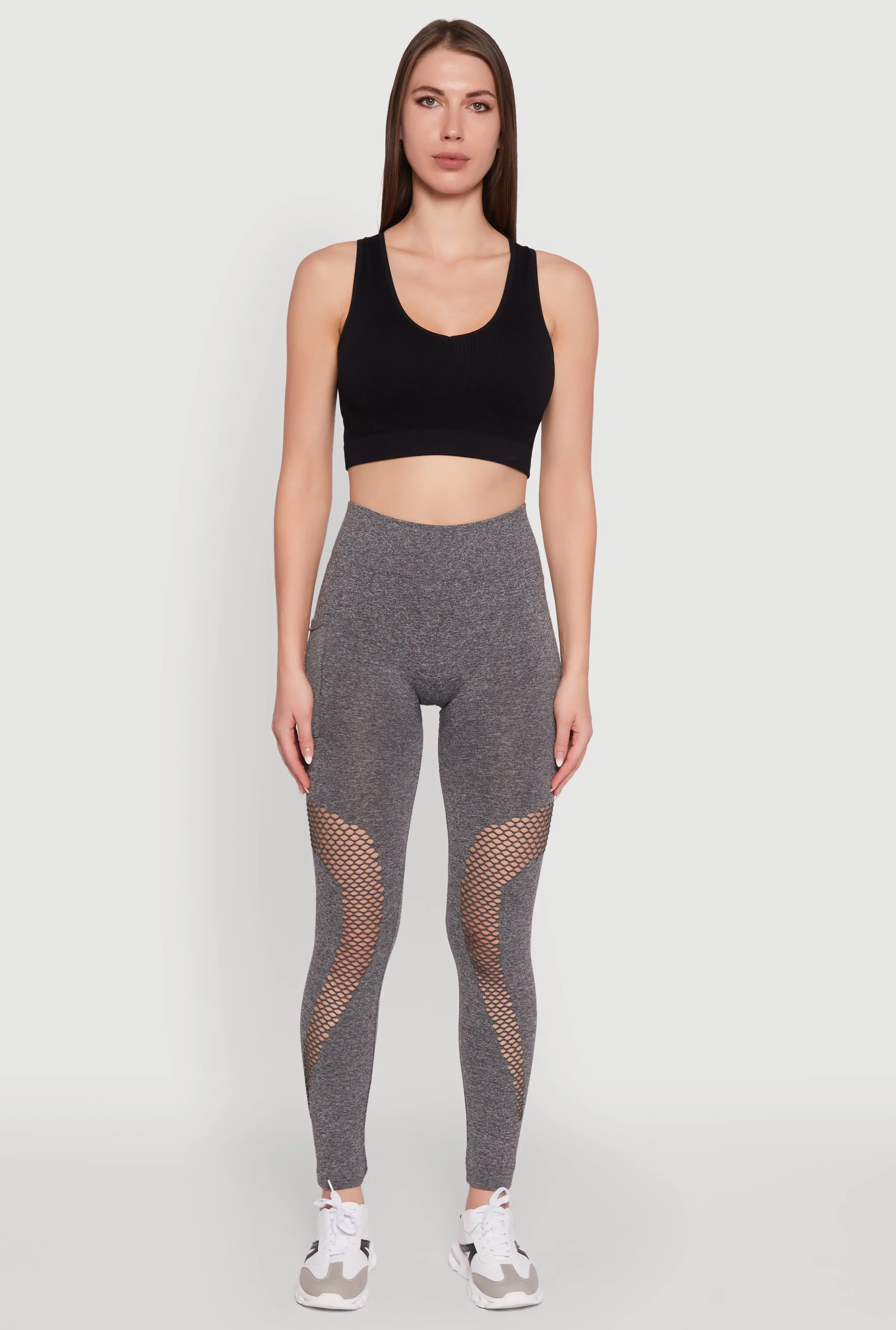 Fishnet Detail High Waisted Leggings with Booty Lift sold by Rainbow product image thumbnail 2