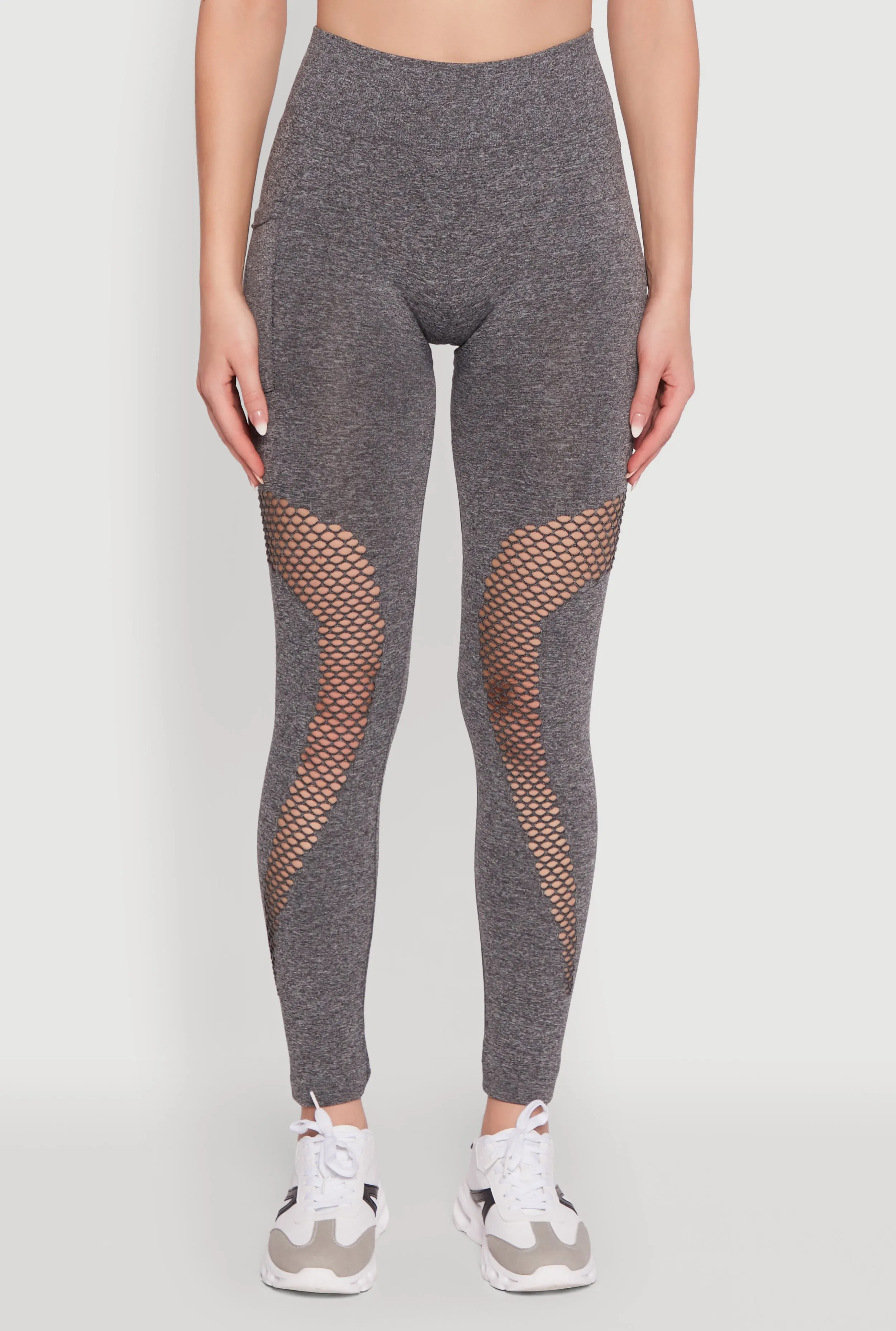 Fishnet Detail High Waisted Leggings with Booty Lift sold by Rainbow product image thumbnail 5