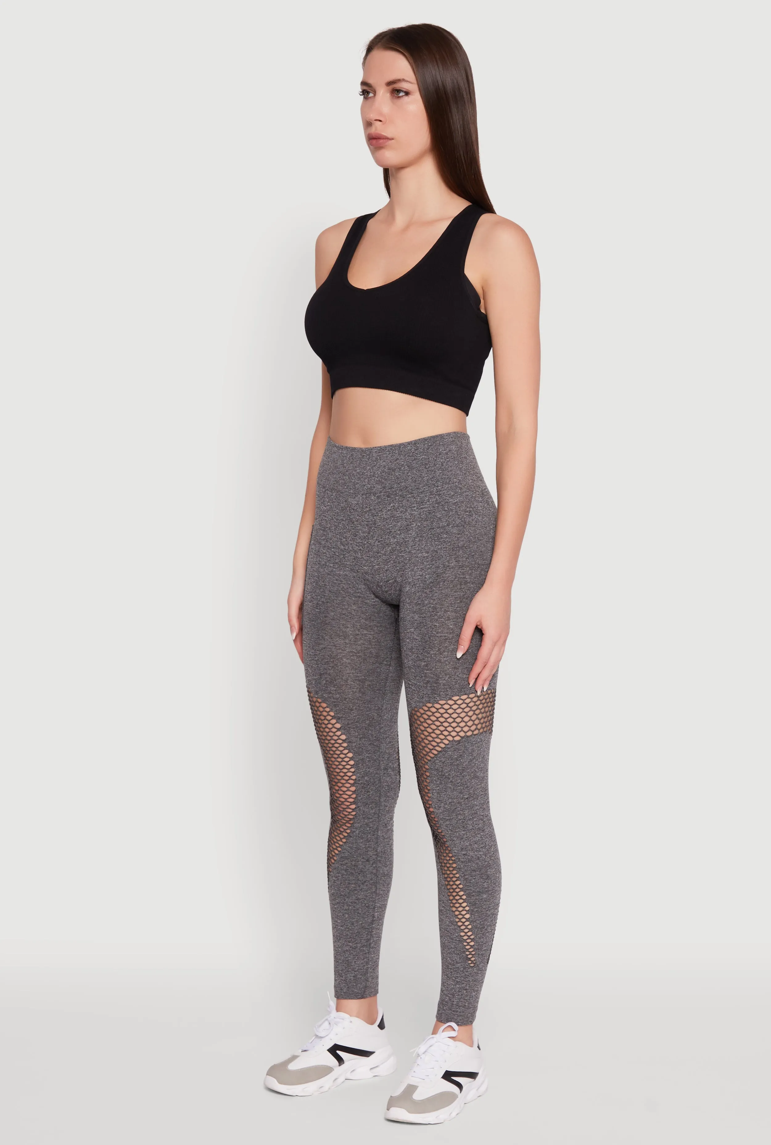 Fishnet Detail High Waisted Leggings with Booty Lift sold by Rainbow product image thumbnail 3