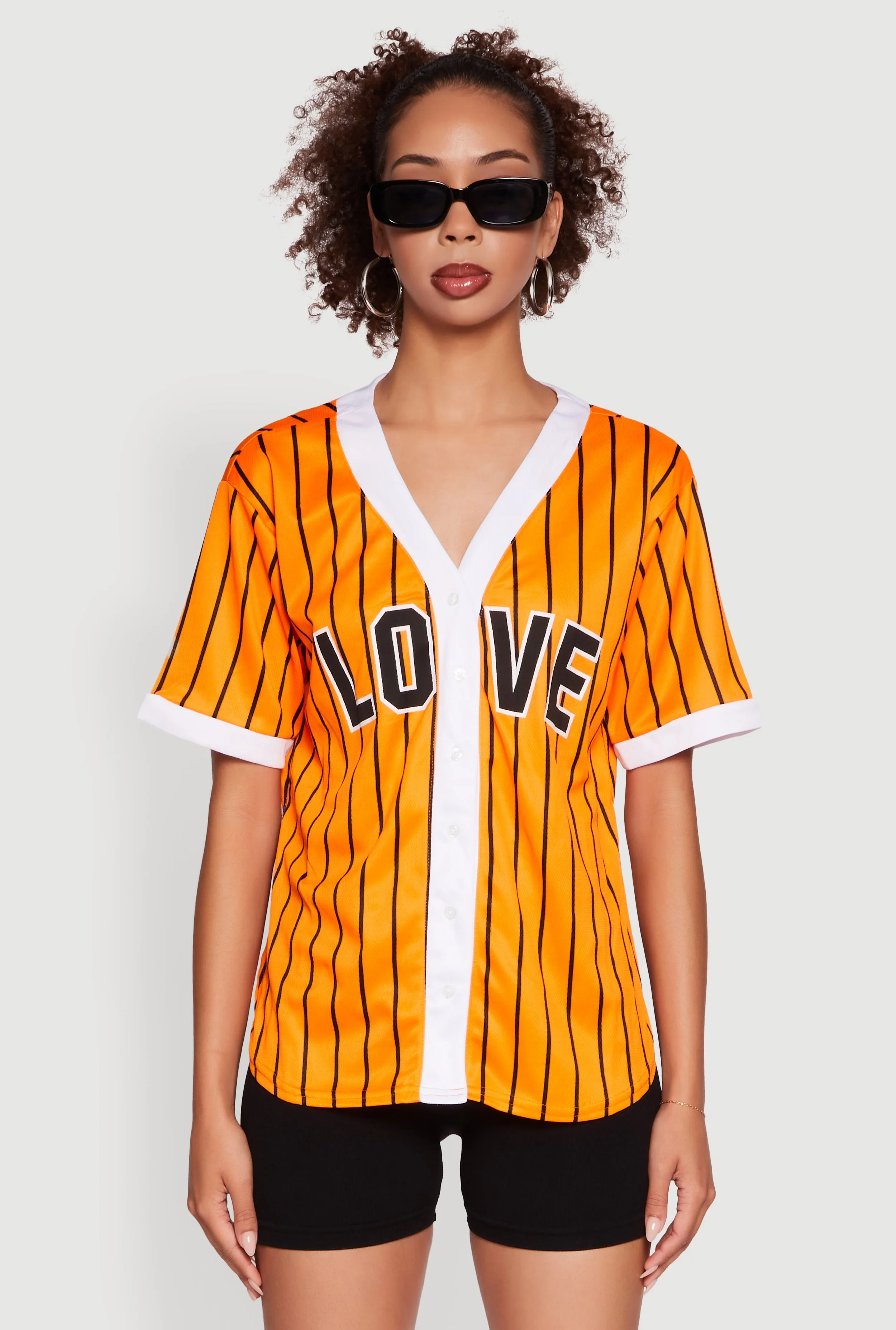 Trendy Striped Love Graphic Baseball Jersey sold by Rainbow product image thumbnail 2