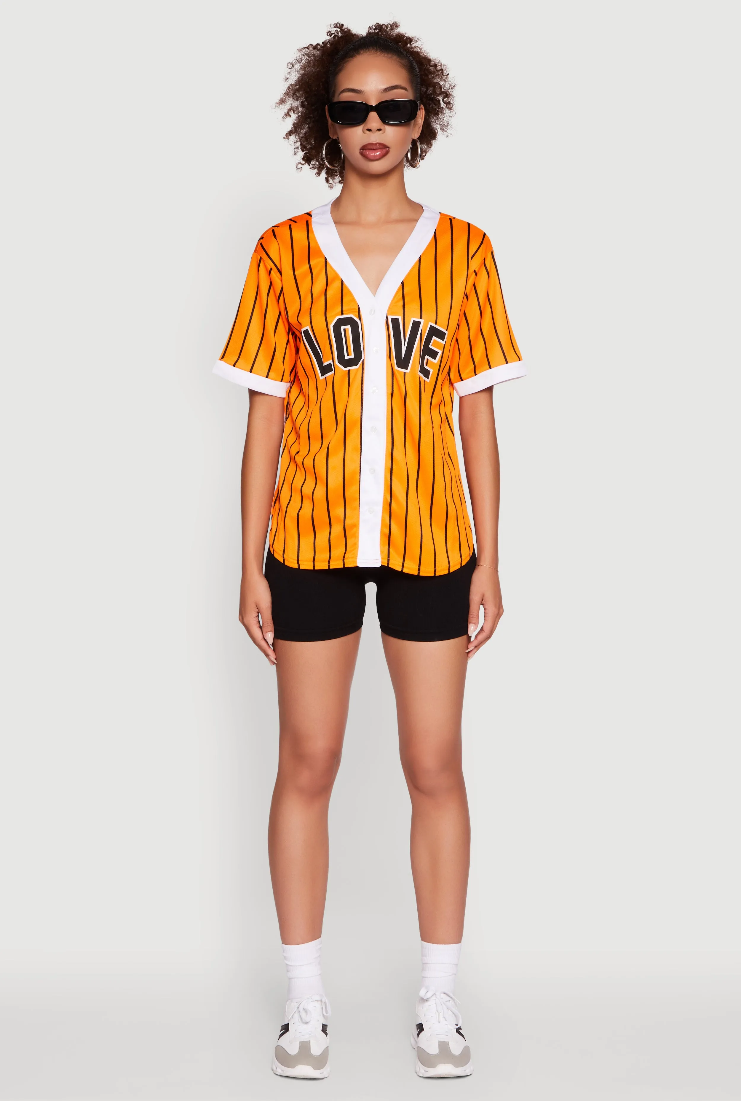 Trendy Striped Love Graphic Baseball Jersey sold by Rainbow product image thumbnail 3