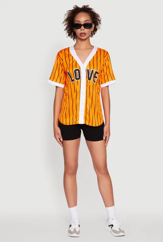 Trendy Striped Love Graphic Baseball Jersey sold by Rainbow