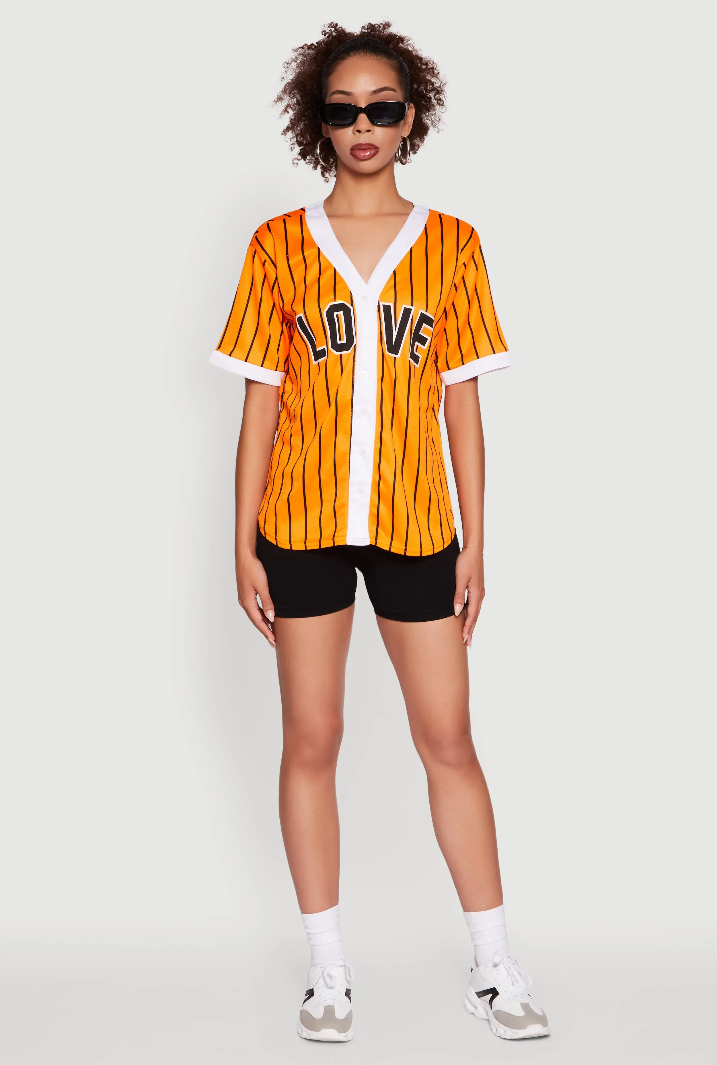Trendy Striped Love Graphic Baseball Jersey sold by Rainbow