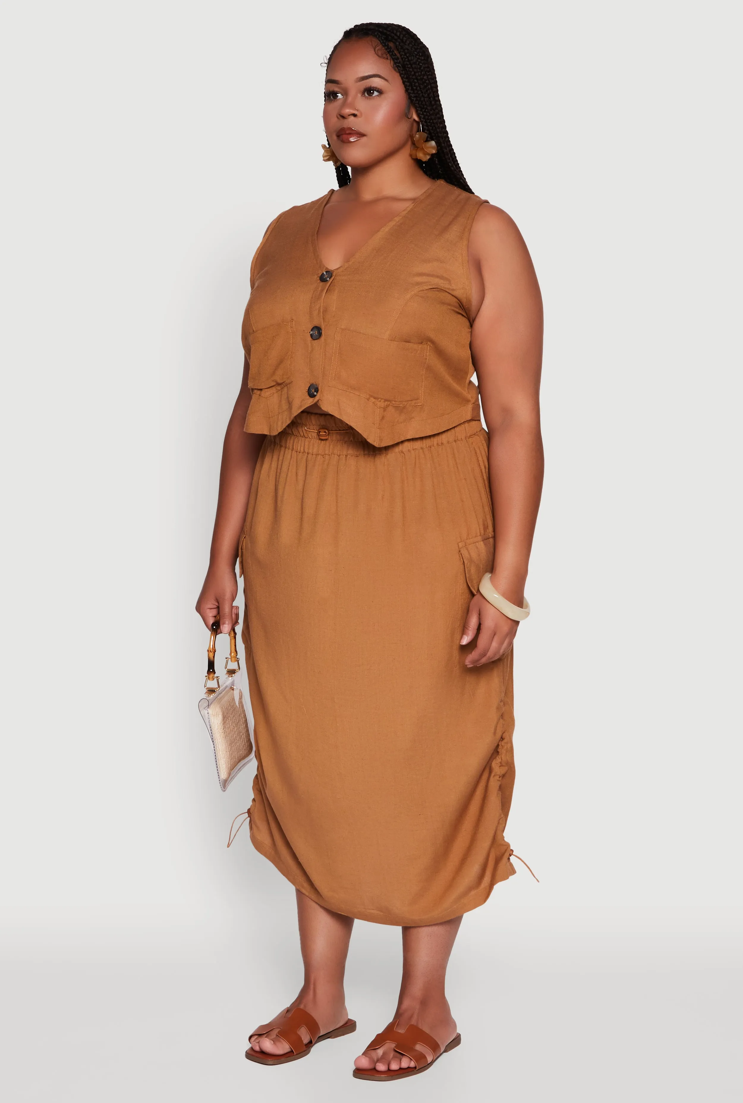 Plus Size Linen V-Neck Cropped Vest sold by Rainbow product image thumbnail 5