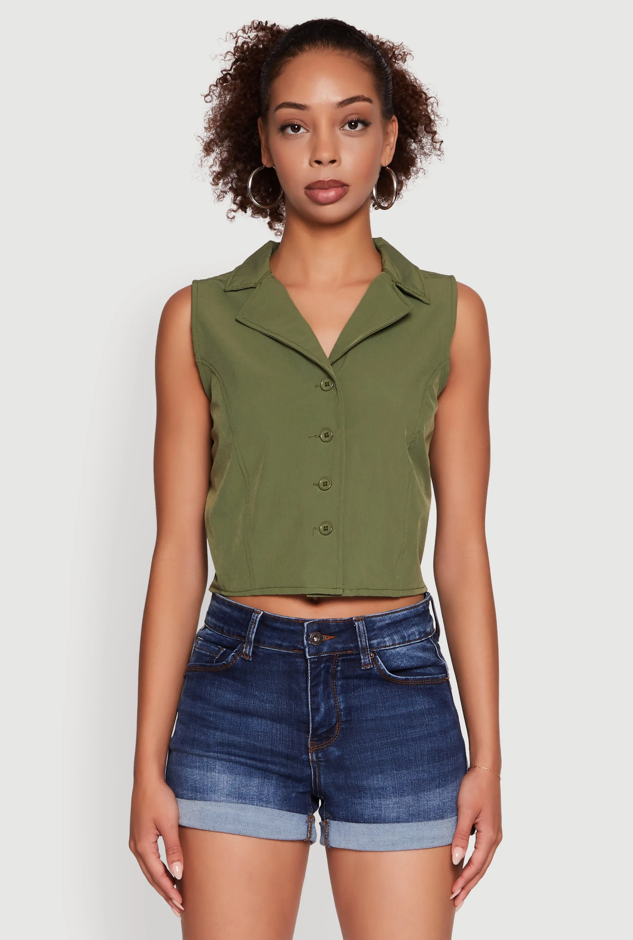 Trendy Button Front Cropped Blazer Vest sold by Rainbow product image thumbnail 2