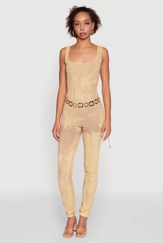 Trendy Acid Wash Sleeveless Square Neck Jumpsuit sold by Rainbow