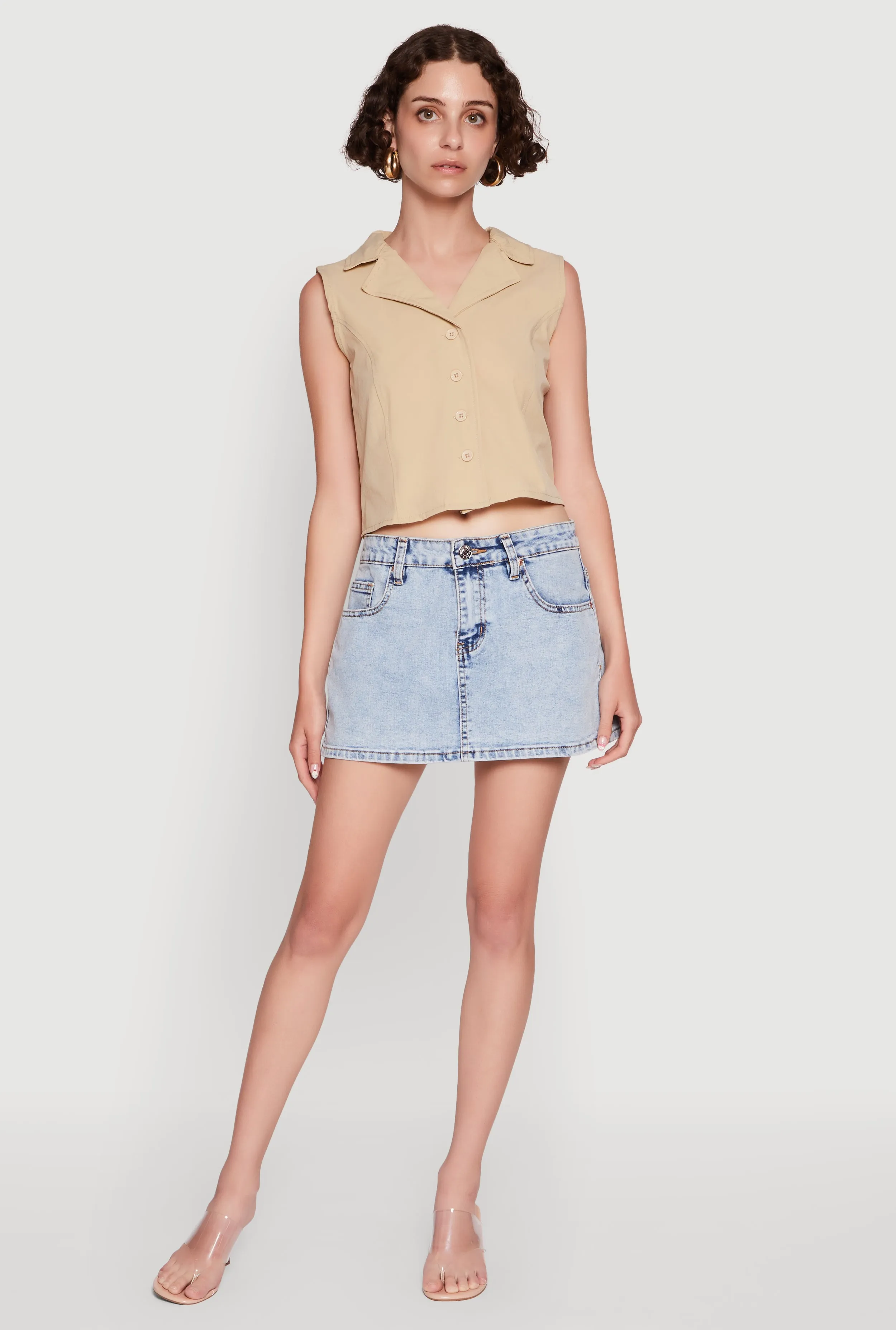 Trendy Button Front Cropped Blazer Vest sold by Rainbow