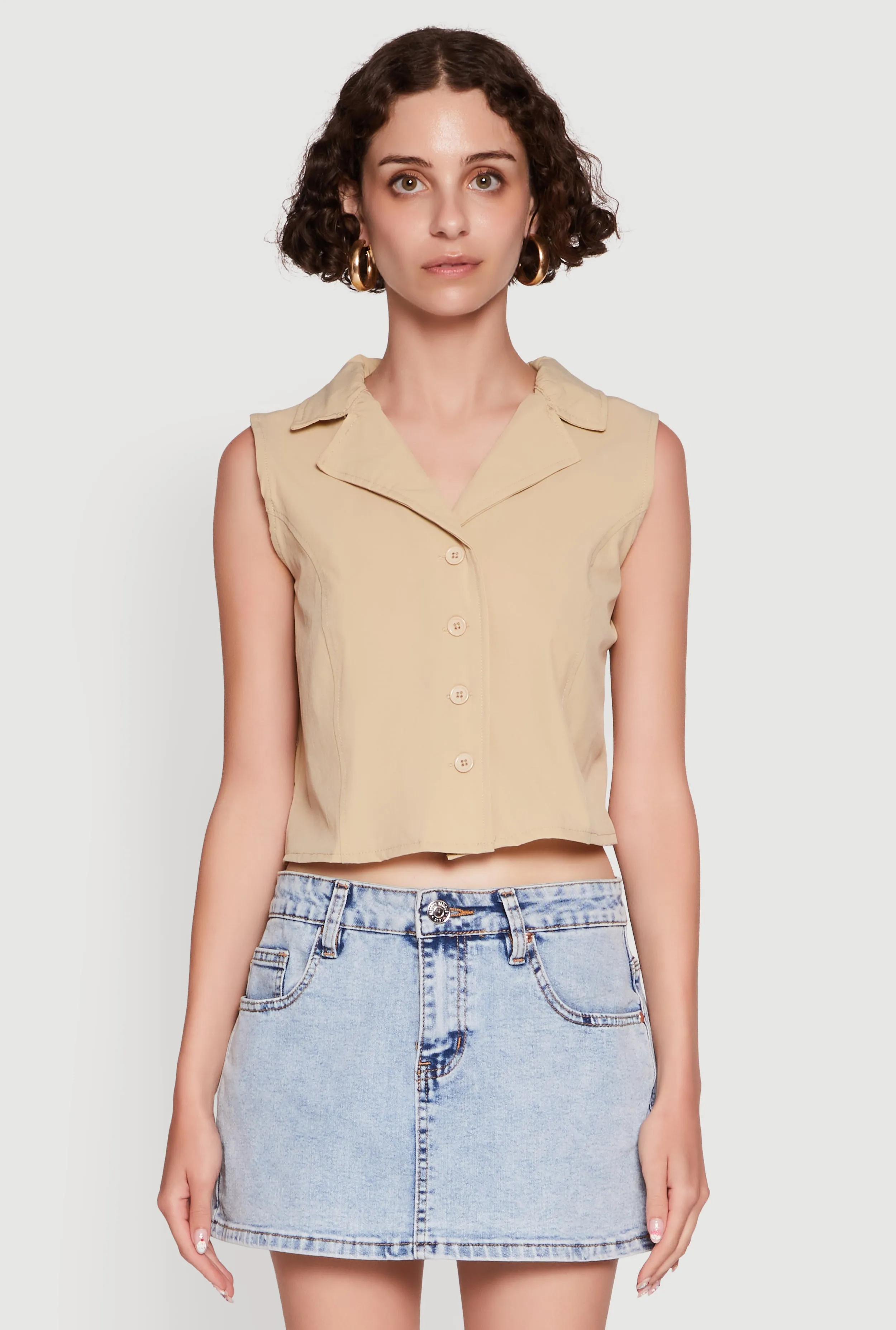 Trendy Button Front Cropped Blazer Vest sold by Rainbow product image thumbnail 2