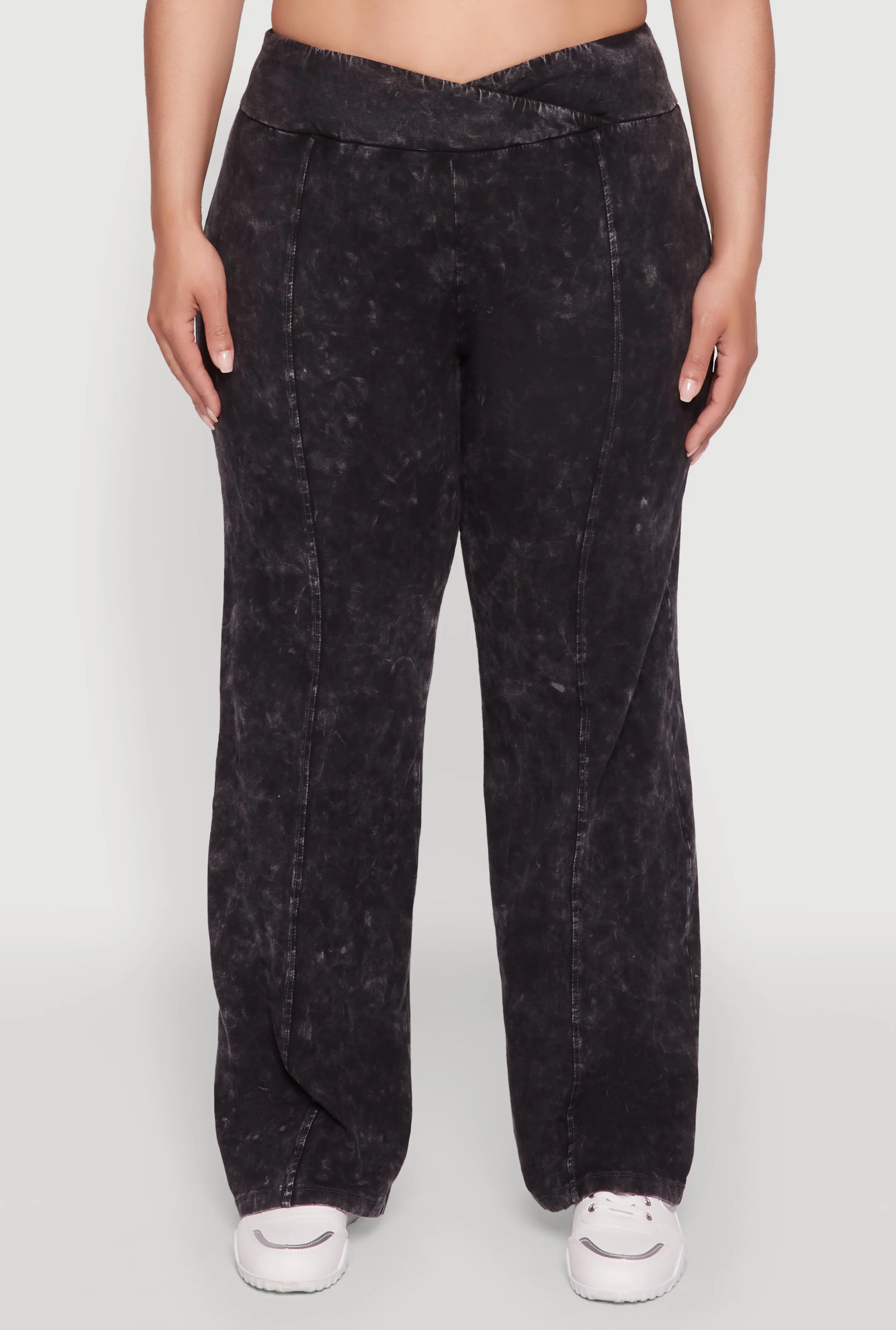 Plus Size Acid Wash Pintuck Wide Leg Pants sold by Rainbow product image thumbnail 3