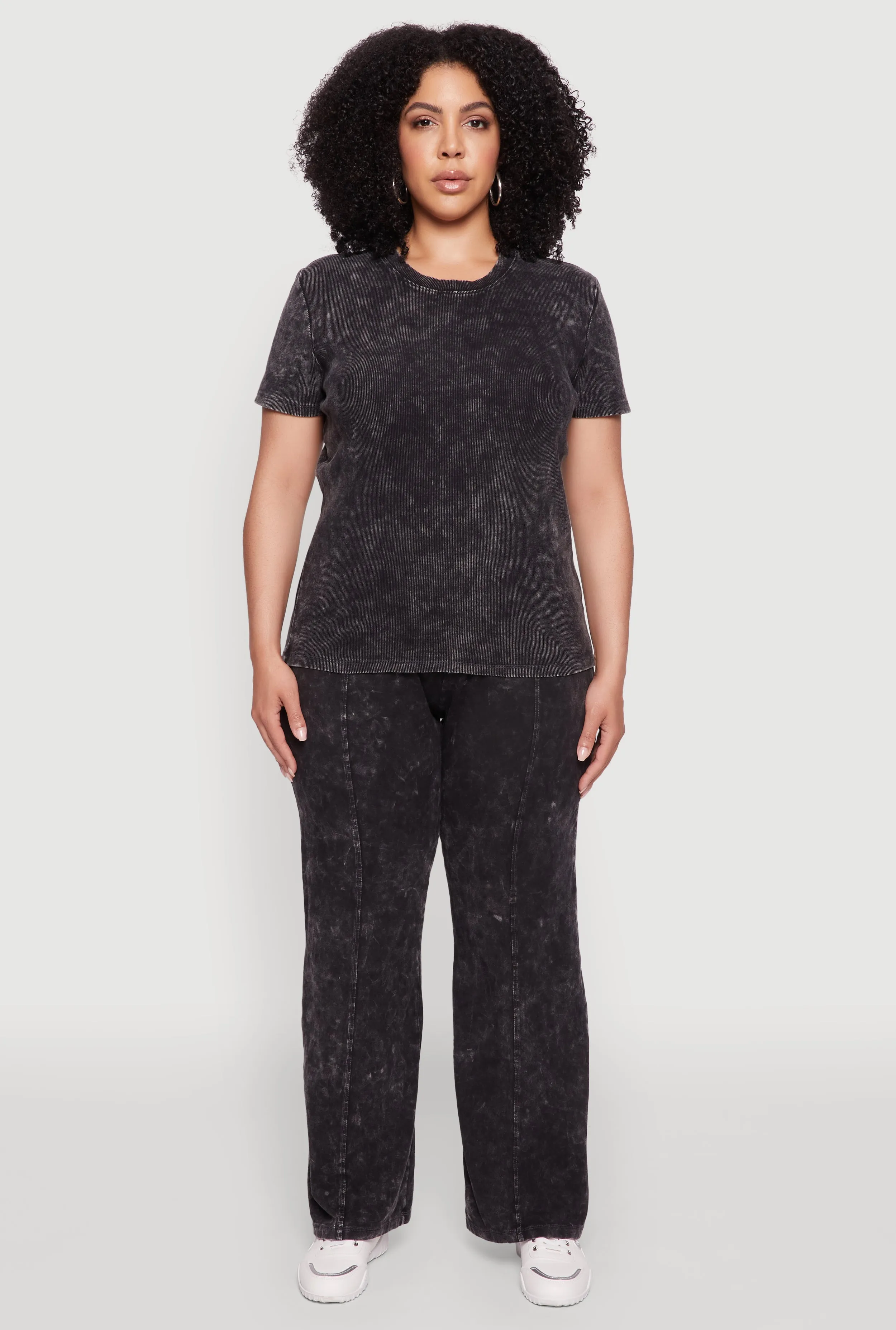 Plus Size Acid Wash Pintuck Wide Leg Pants sold by Rainbow product image thumbnail 2