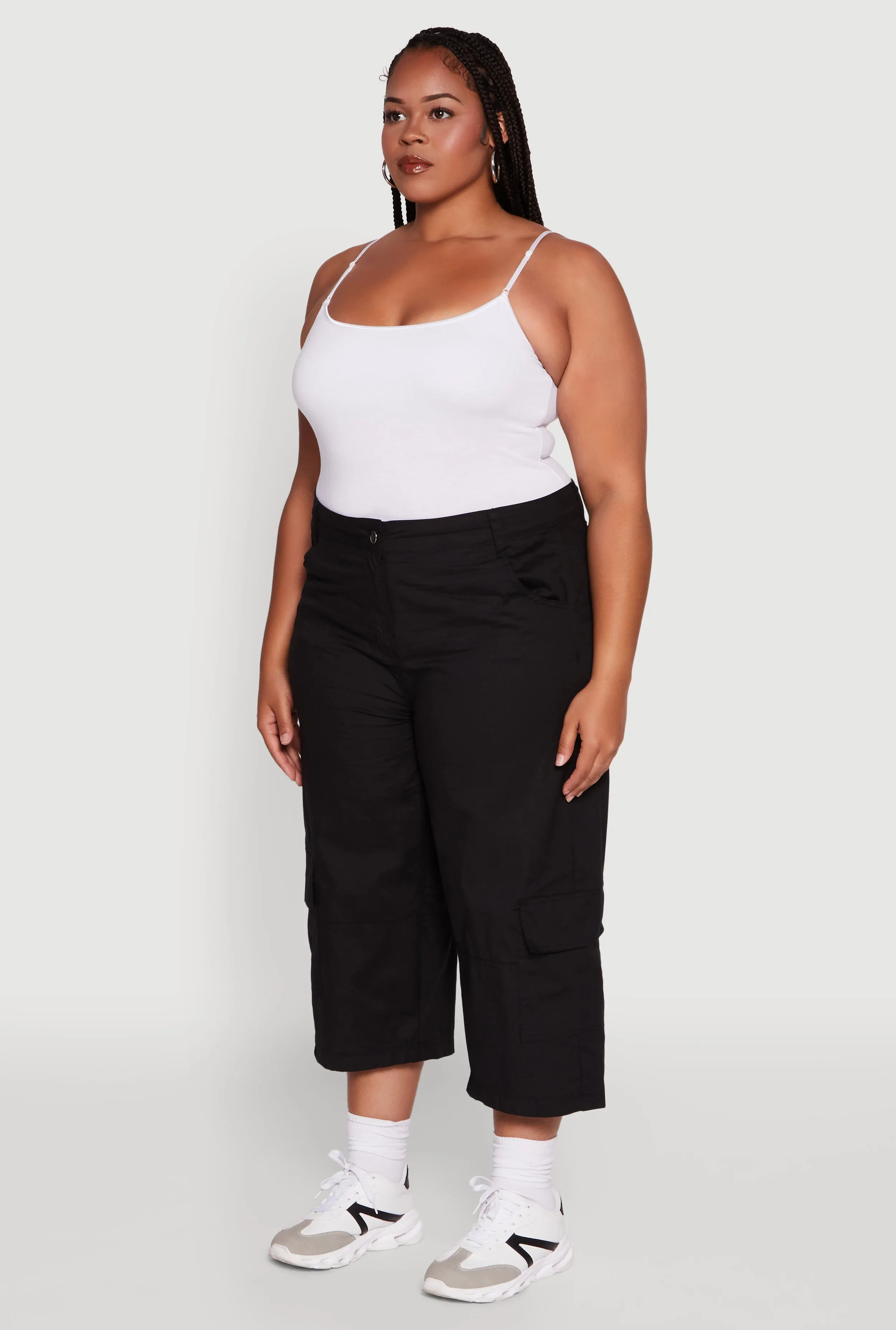 Plus Size Poplin High Waisted Cargo Capris sold by Rainbow product image thumbnail 3