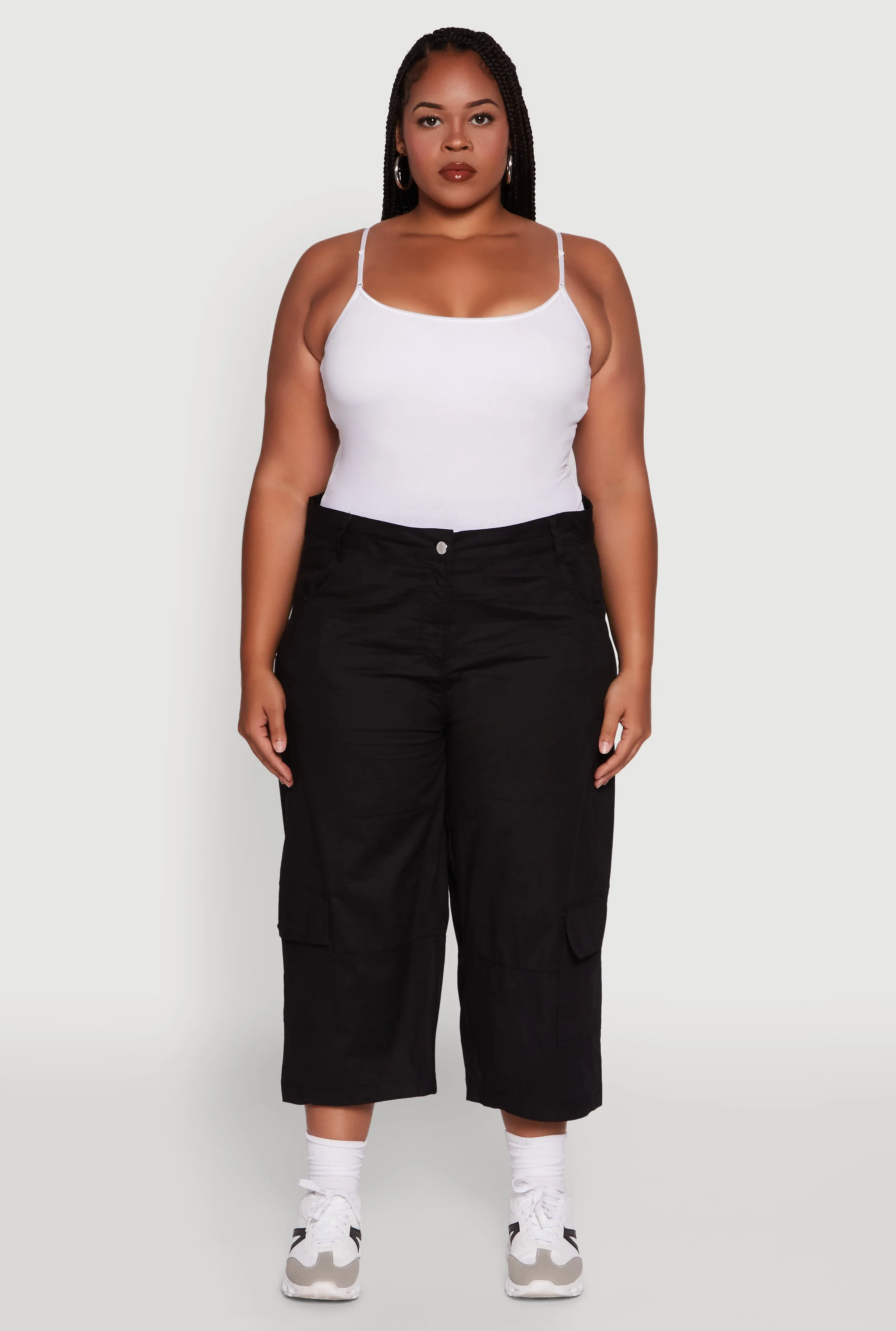 Plus Size Poplin High Waisted Cargo Capris sold by Rainbow product image thumbnail 2