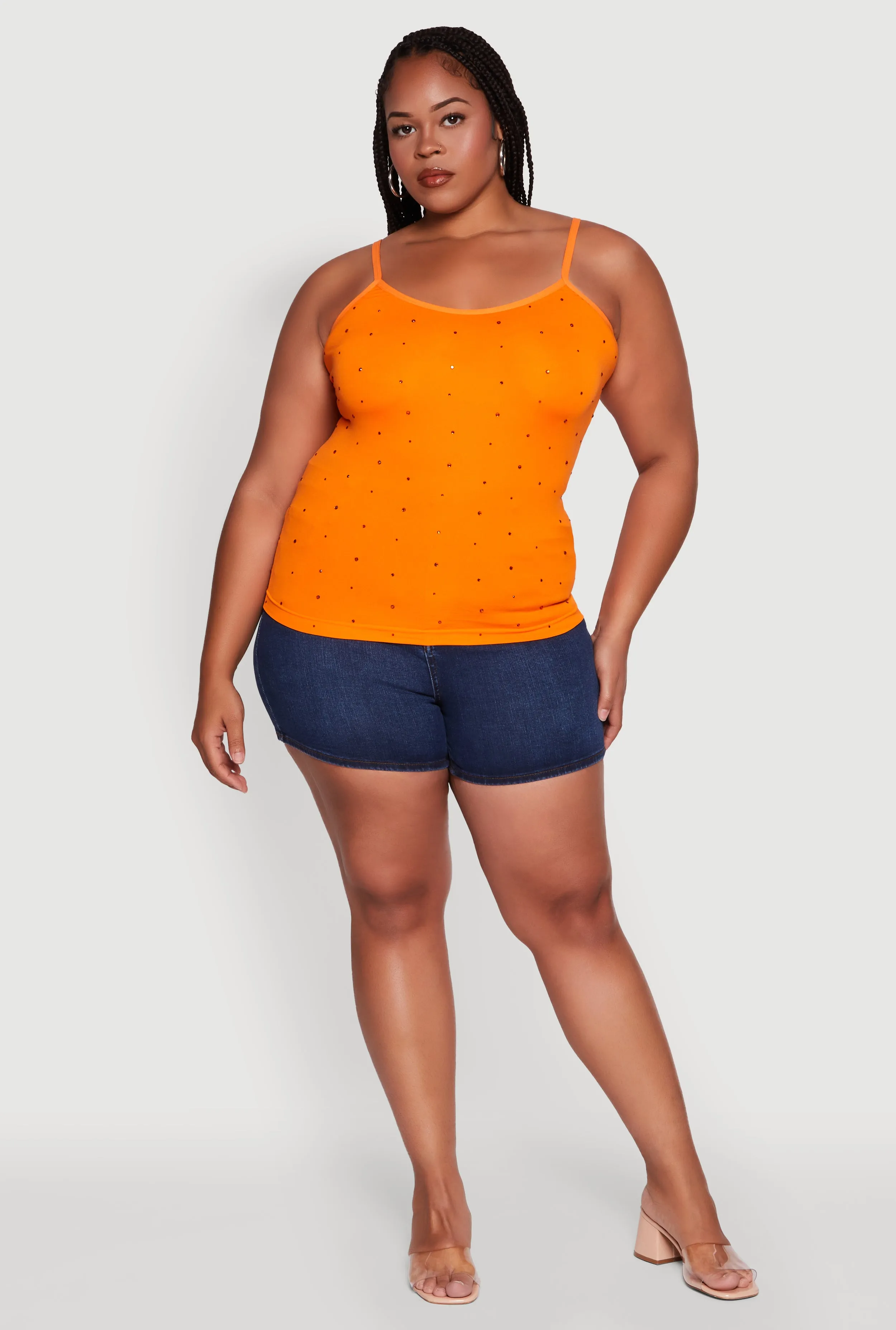 Plus Size Seamless Rhinestone Detail Cami sold by Rainbow