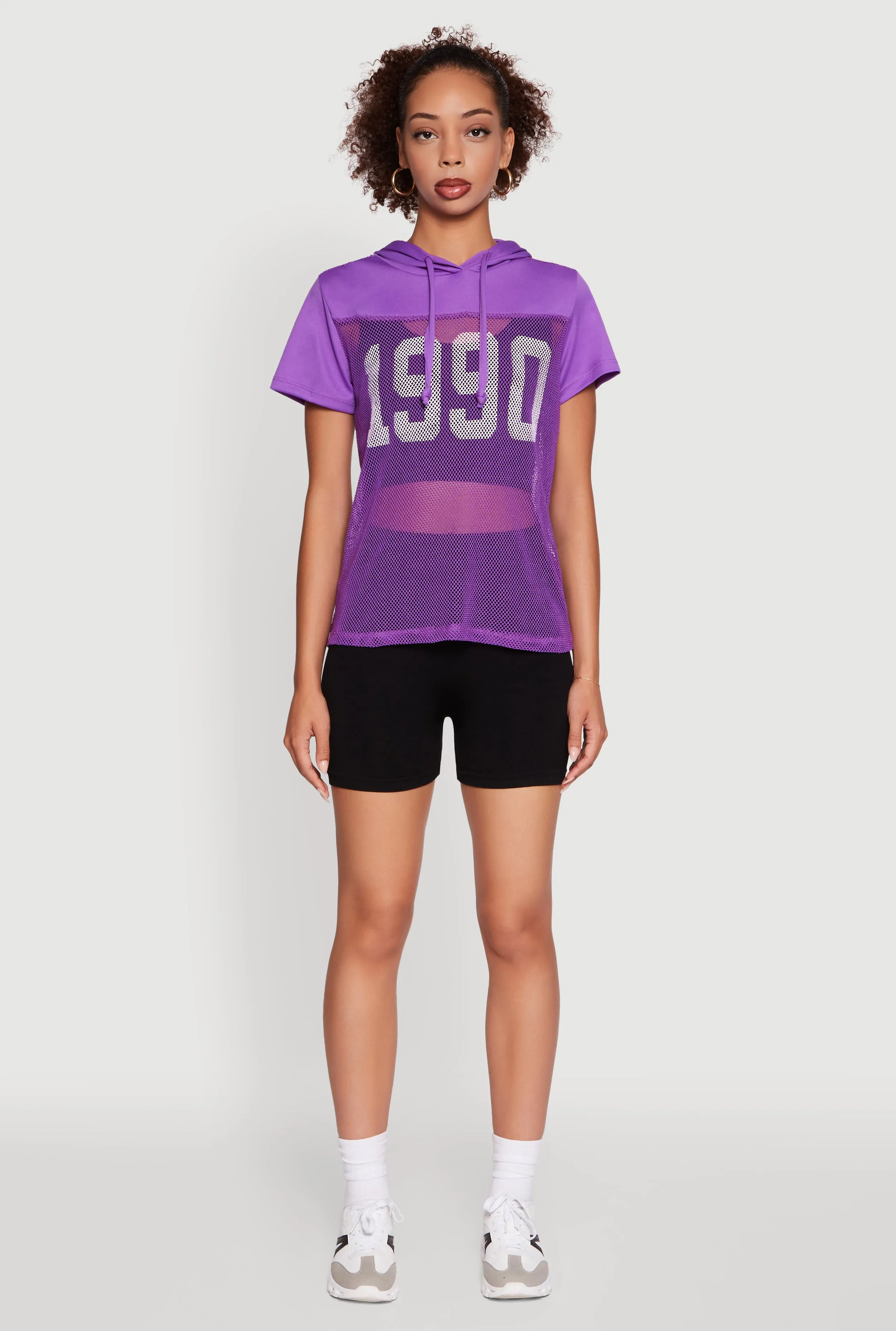 Fishnet 1990 Graphic Hooded Short Sleeve Top sold by Rainbow product image thumbnail 3