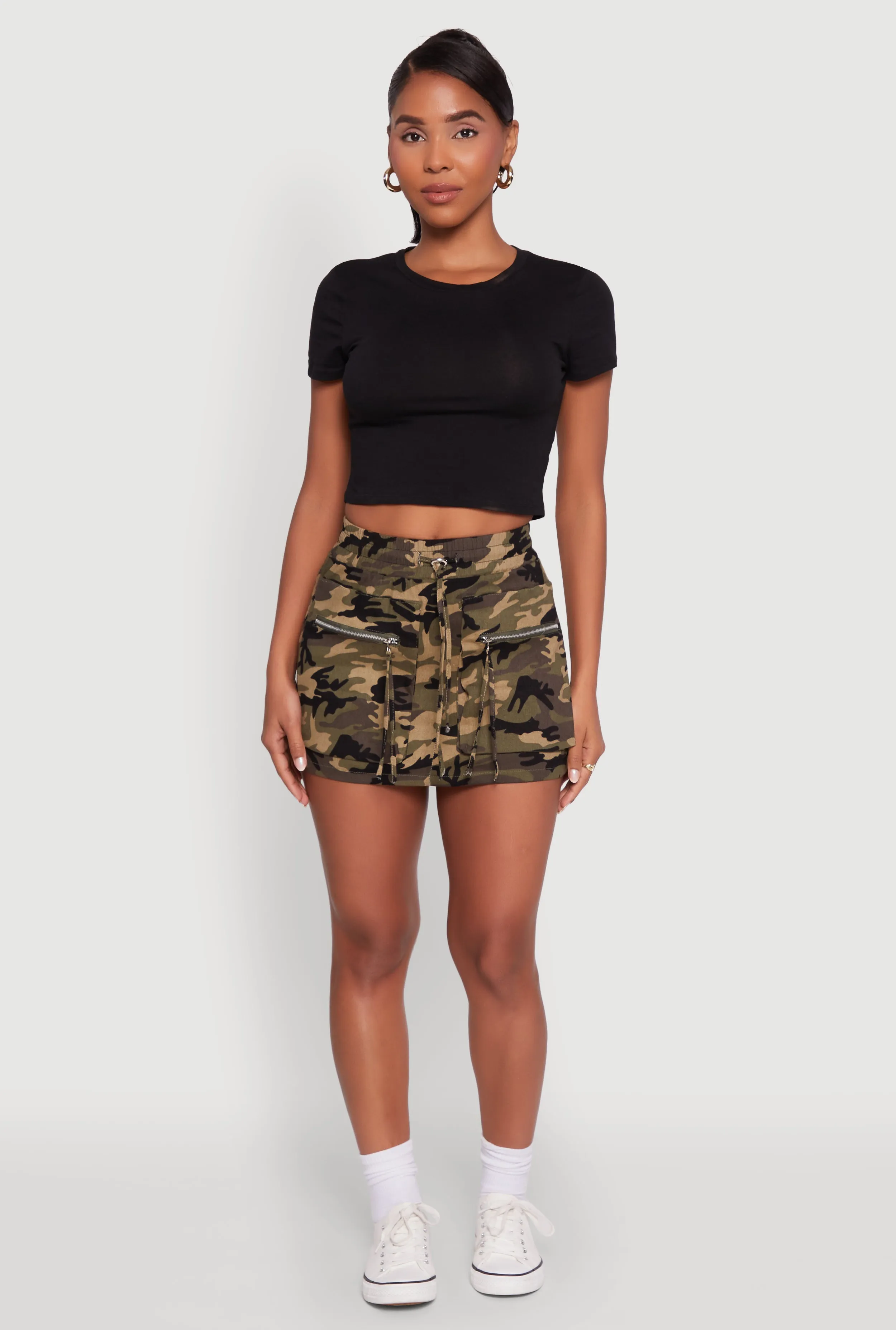Trendy Camo Zip Pocket Mini Skirt sold by Rainbow