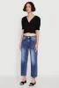 Trendy Puff Sleeve Button Front Peasant Crop Top sold by Rainbow
