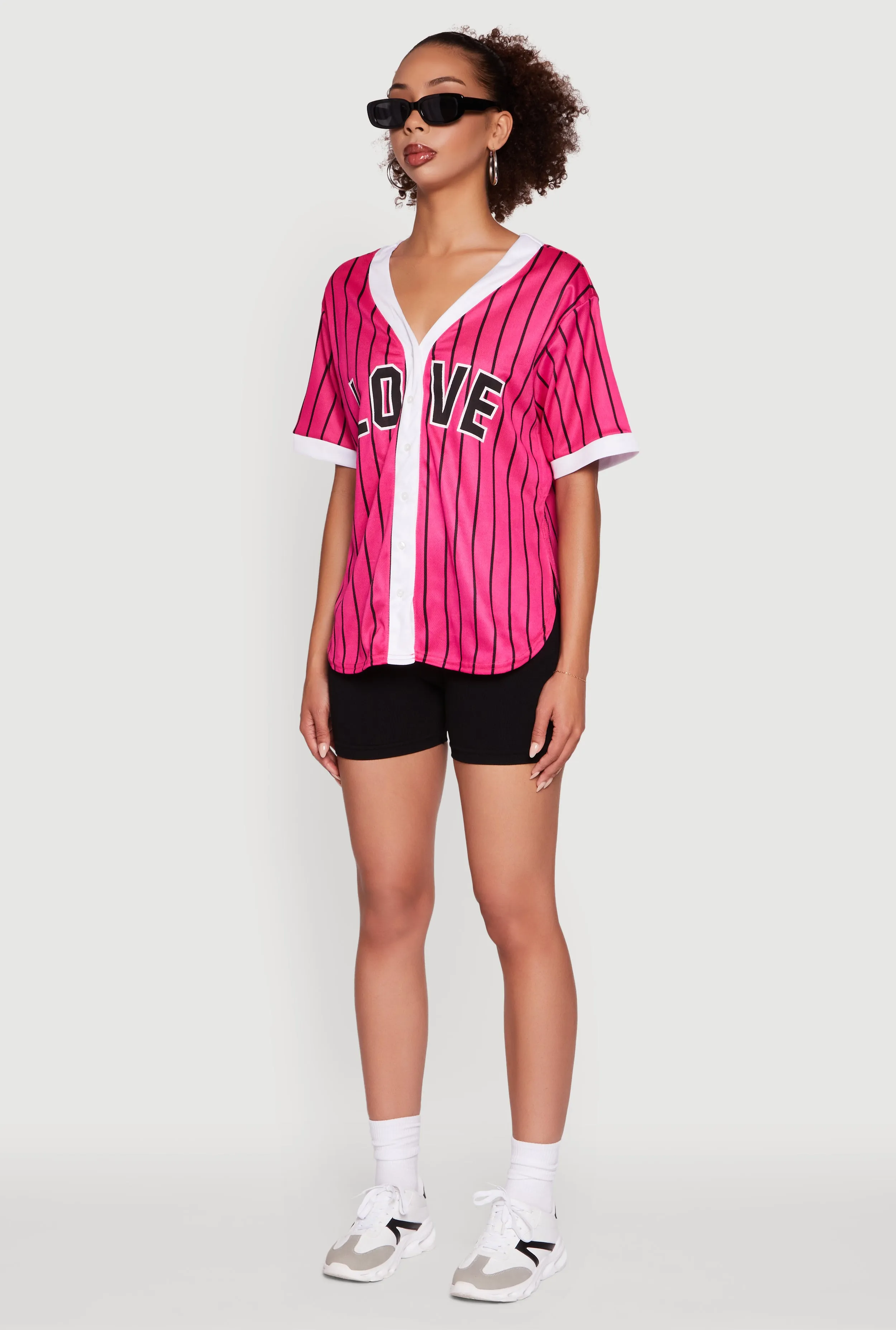 Trendy Striped Love Graphic Baseball Jersey sold by Rainbow product image thumbnail 5
