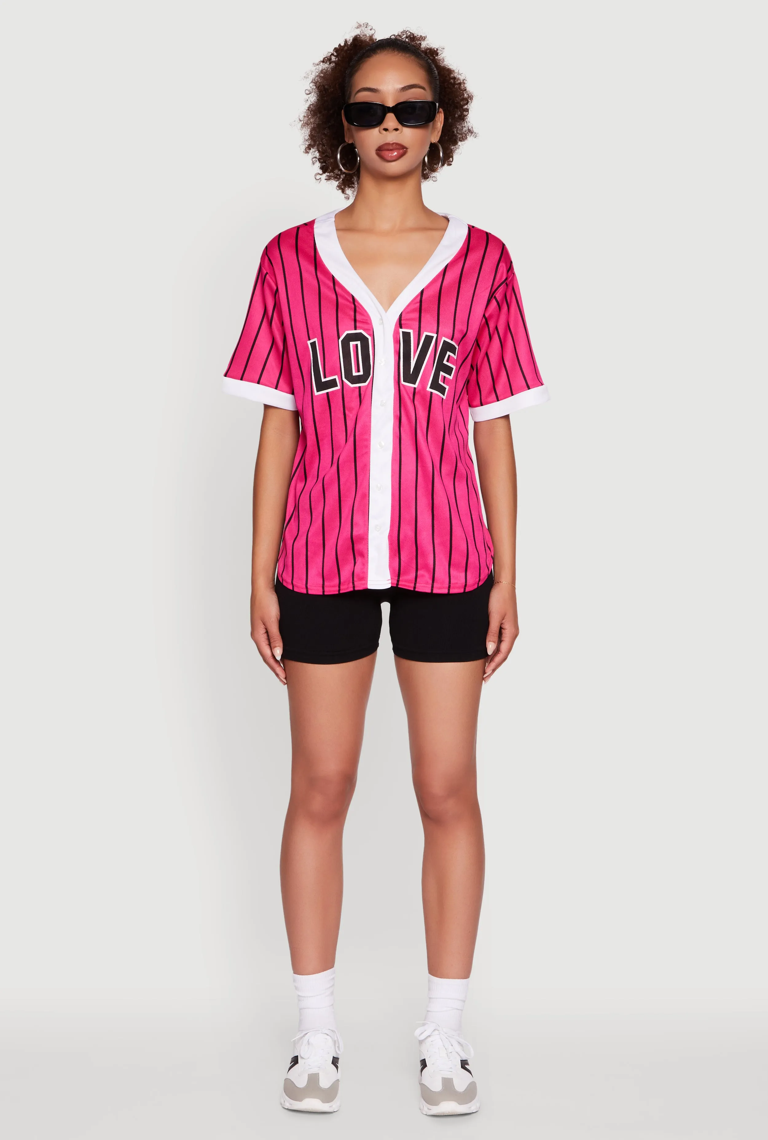 Trendy Striped Love Graphic Baseball Jersey sold by Rainbow product image thumbnail 3