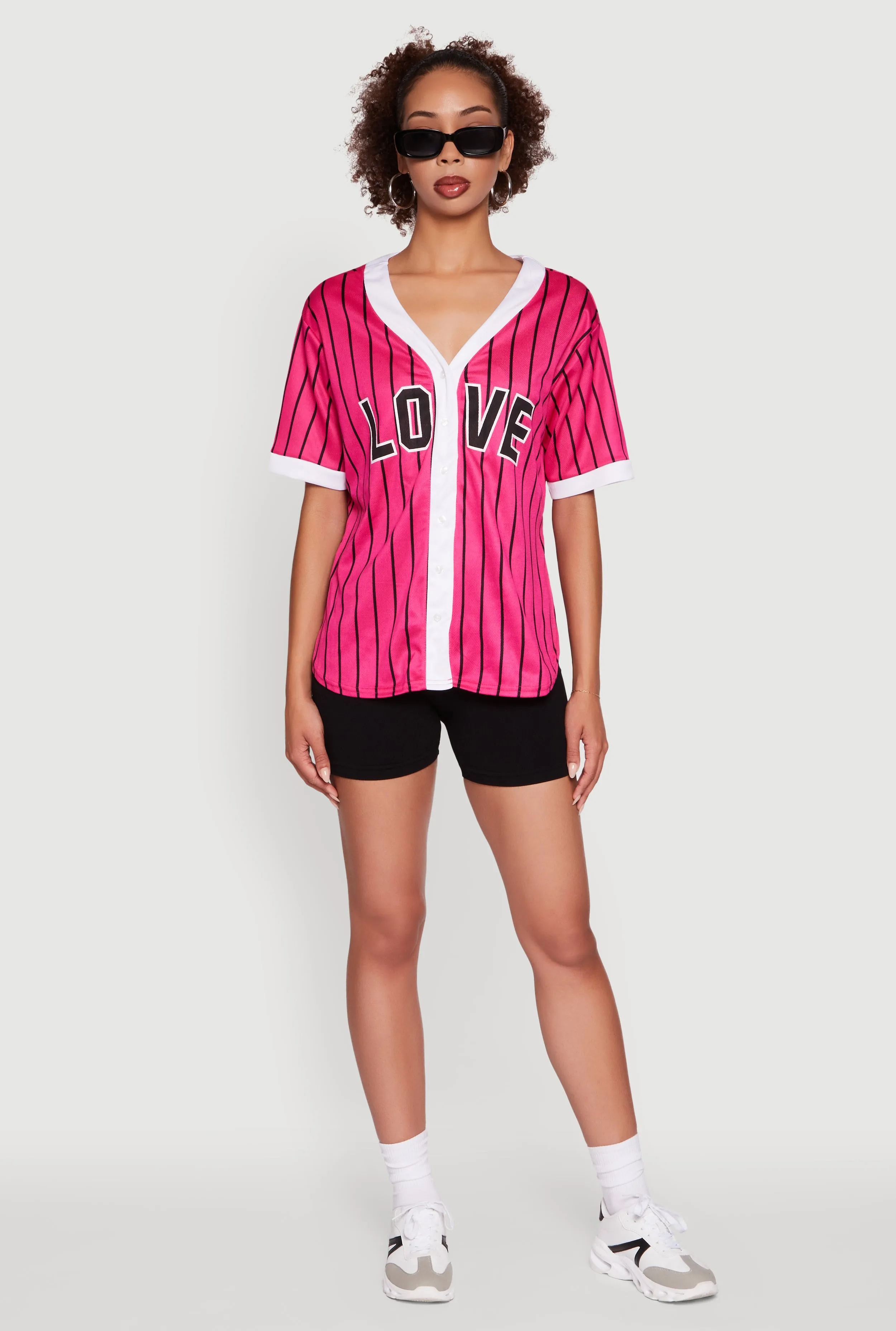 Trendy Striped Love Graphic Baseball Jersey sold by Rainbow