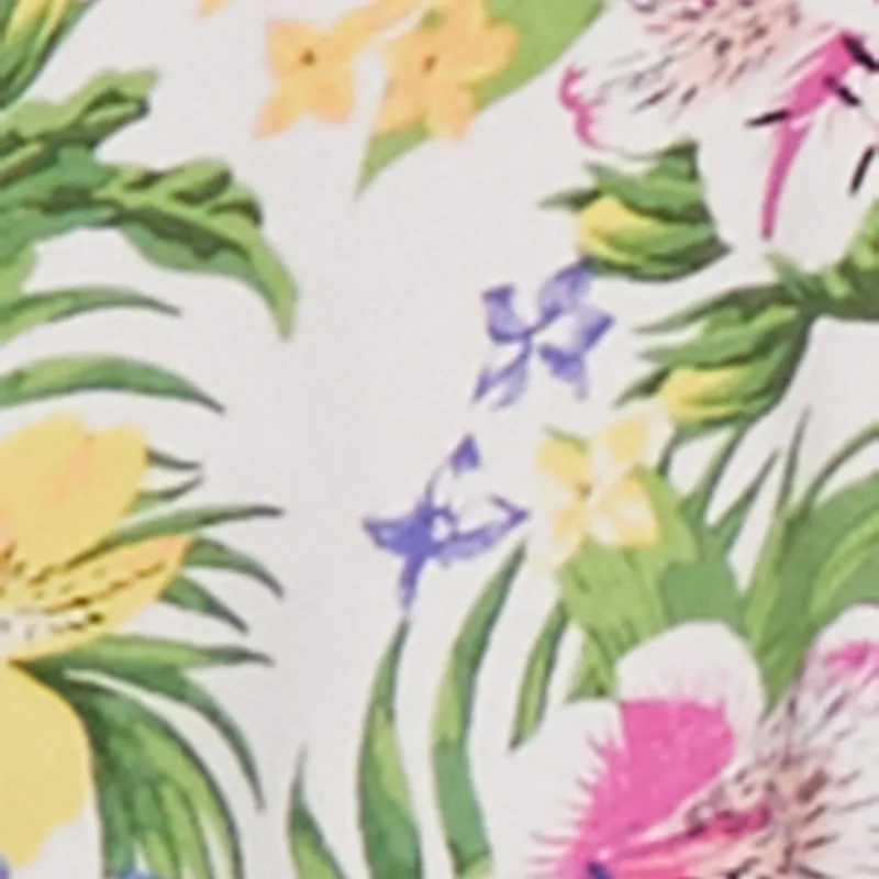 Trendy Tropical Floral Button Front Short Sleeve Shirt sold by Rainbow product image thumbnail 4