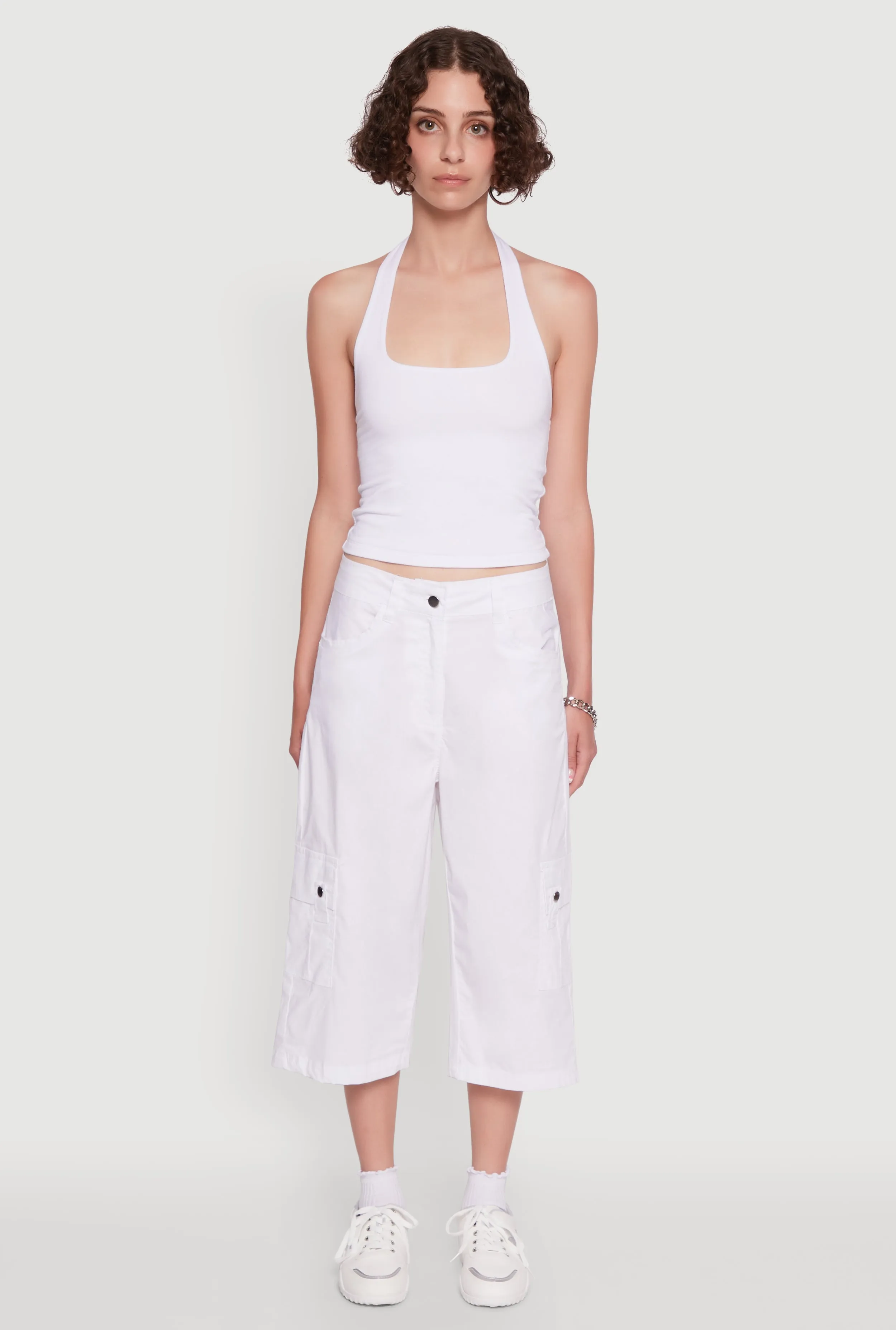 Trendy Wide-Leg Cargo Pocket Capris Pants sold by Rainbow product image thumbnail 2