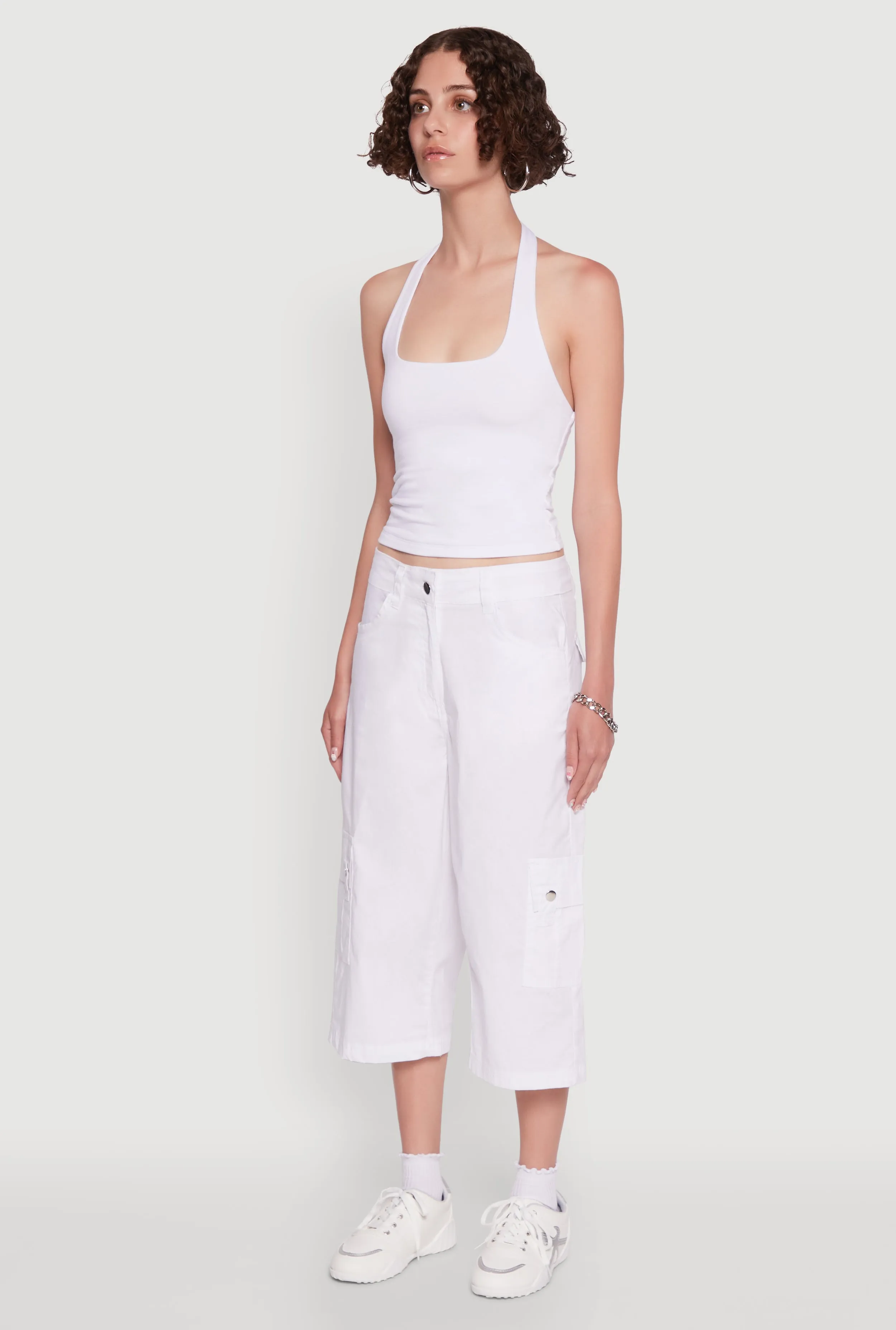 Trendy Wide-Leg Cargo Pocket Capris Pants sold by Rainbow product image thumbnail 3