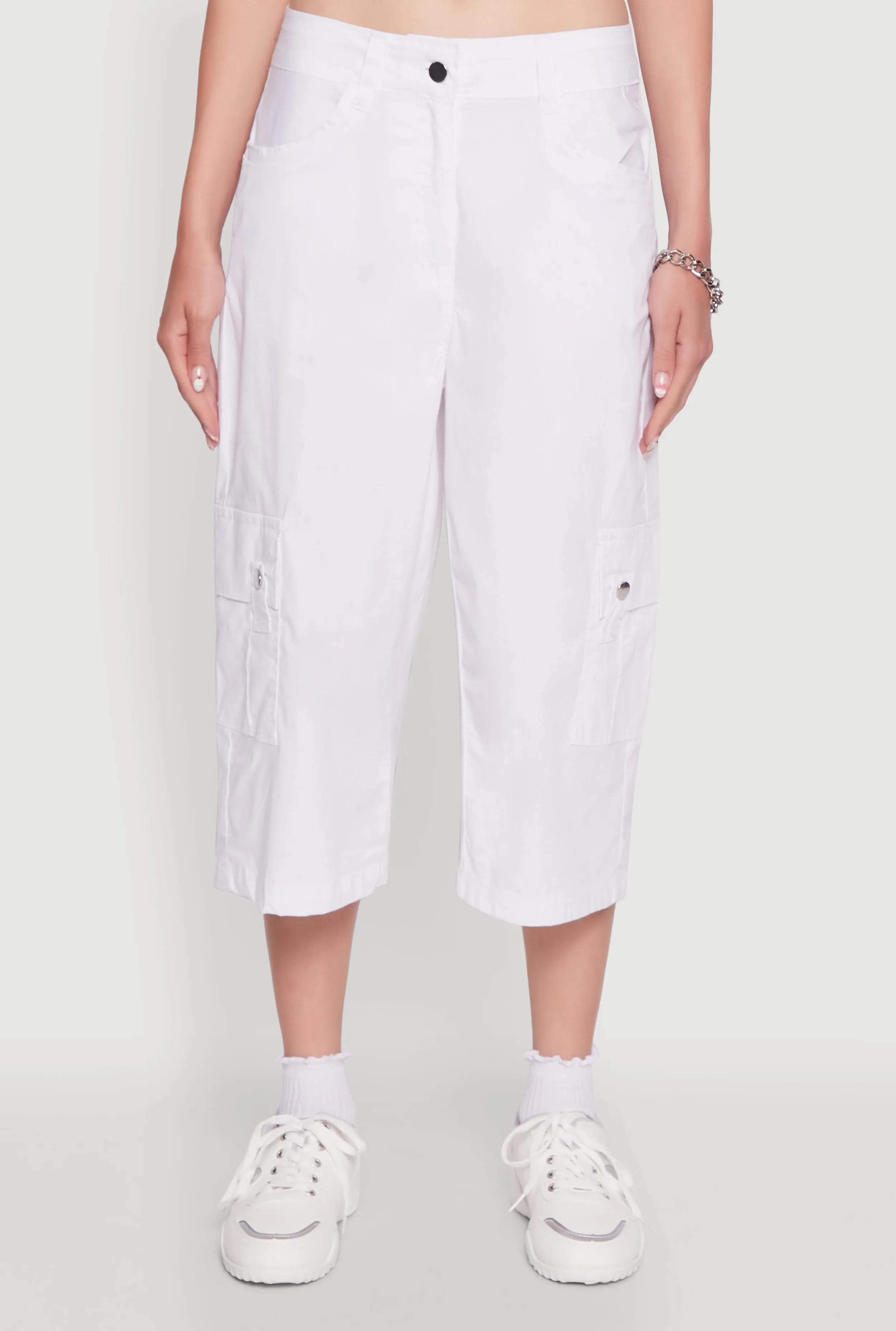 Trendy Wide-Leg Cargo Pocket Capris Pants sold by Rainbow product image thumbnail 5