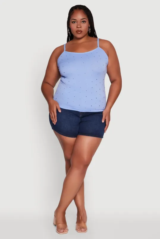 Plus Size Seamless Rhinestone Detail Cami sold by Rainbow