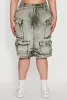 Plus Size Daisy High Waisted Acid Wash Cargo Denim Shorts sold by Rainbow