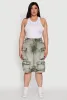 Plus Size Daisy High Waisted Acid Wash Cargo Denim Shorts sold by Rainbow