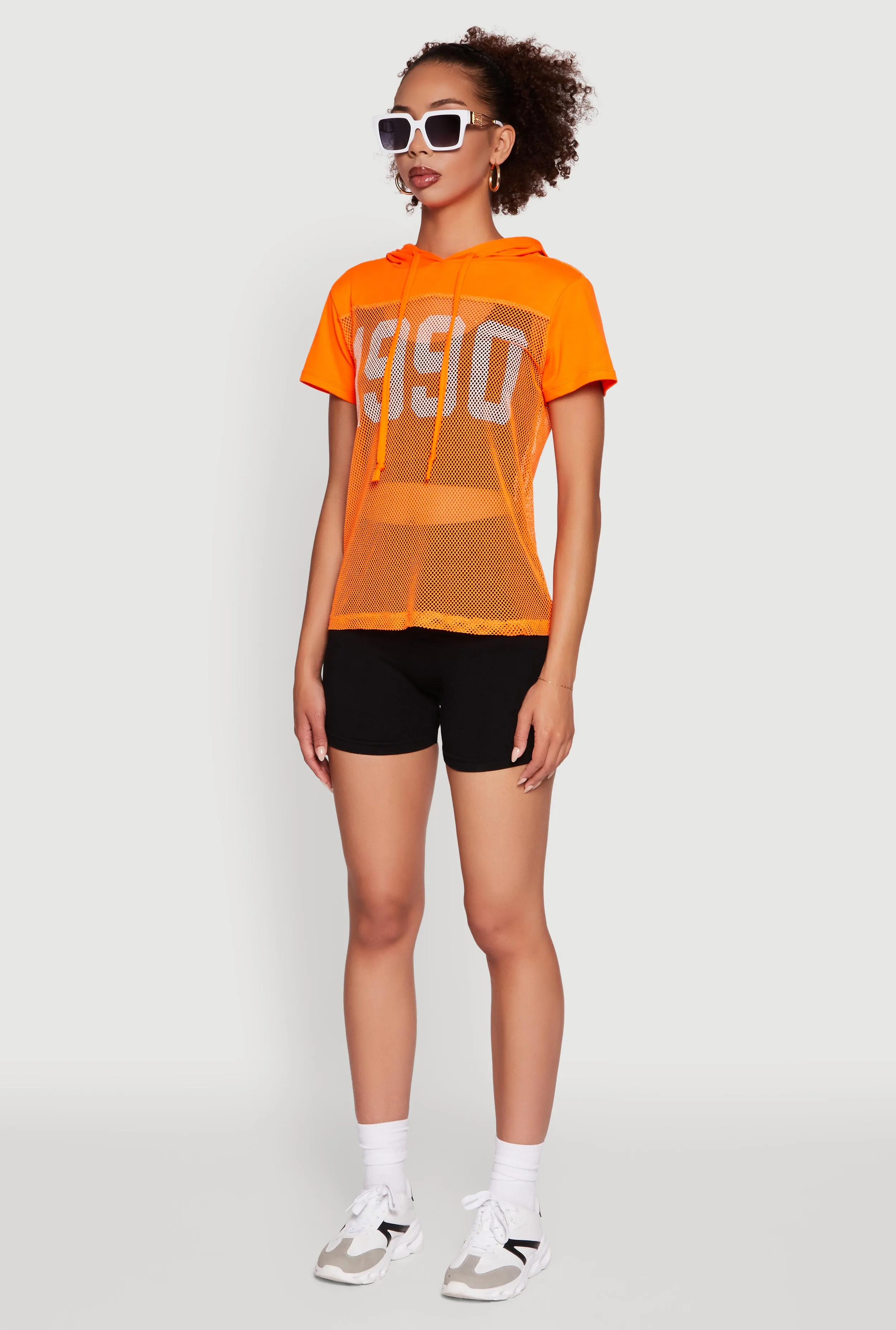 Fishnet 1990 Graphic Hooded Short Sleeve Top sold by Rainbow product image thumbnail 5