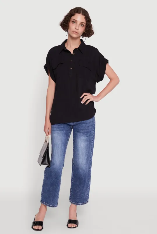 Button Front Dolman Sleeve Shirt sold by Rainbow