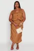 Plus Size High Waisted Toggle Drawstring Hem Linen Skirt with Ruching sold by Rainbow