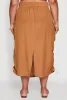 Plus Size High Waisted Toggle Drawstring Hem Linen Skirt with Ruching sold by Rainbow