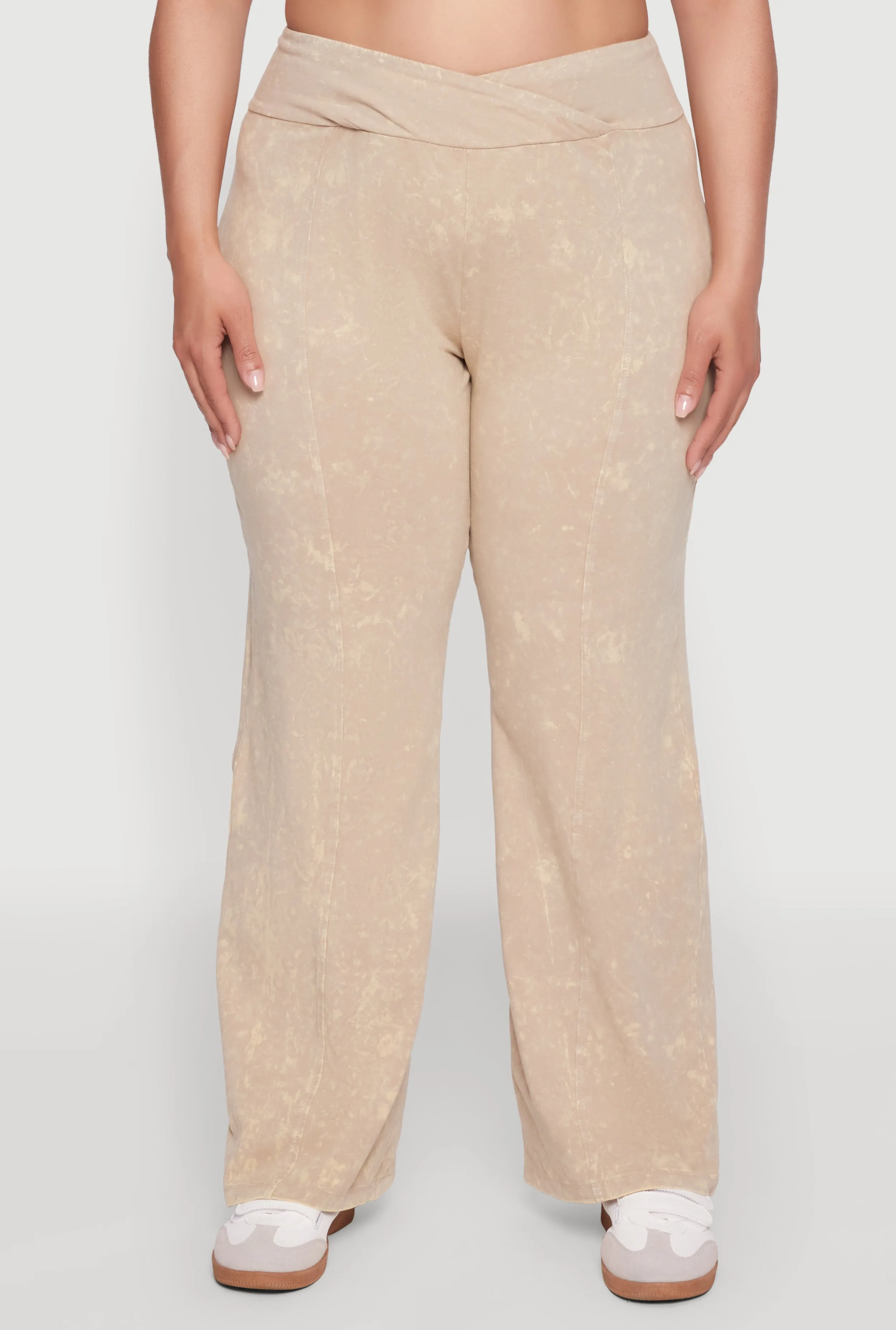 Plus Size Acid Wash Pintuck Wide Leg Pants sold by Rainbow product image thumbnail 3