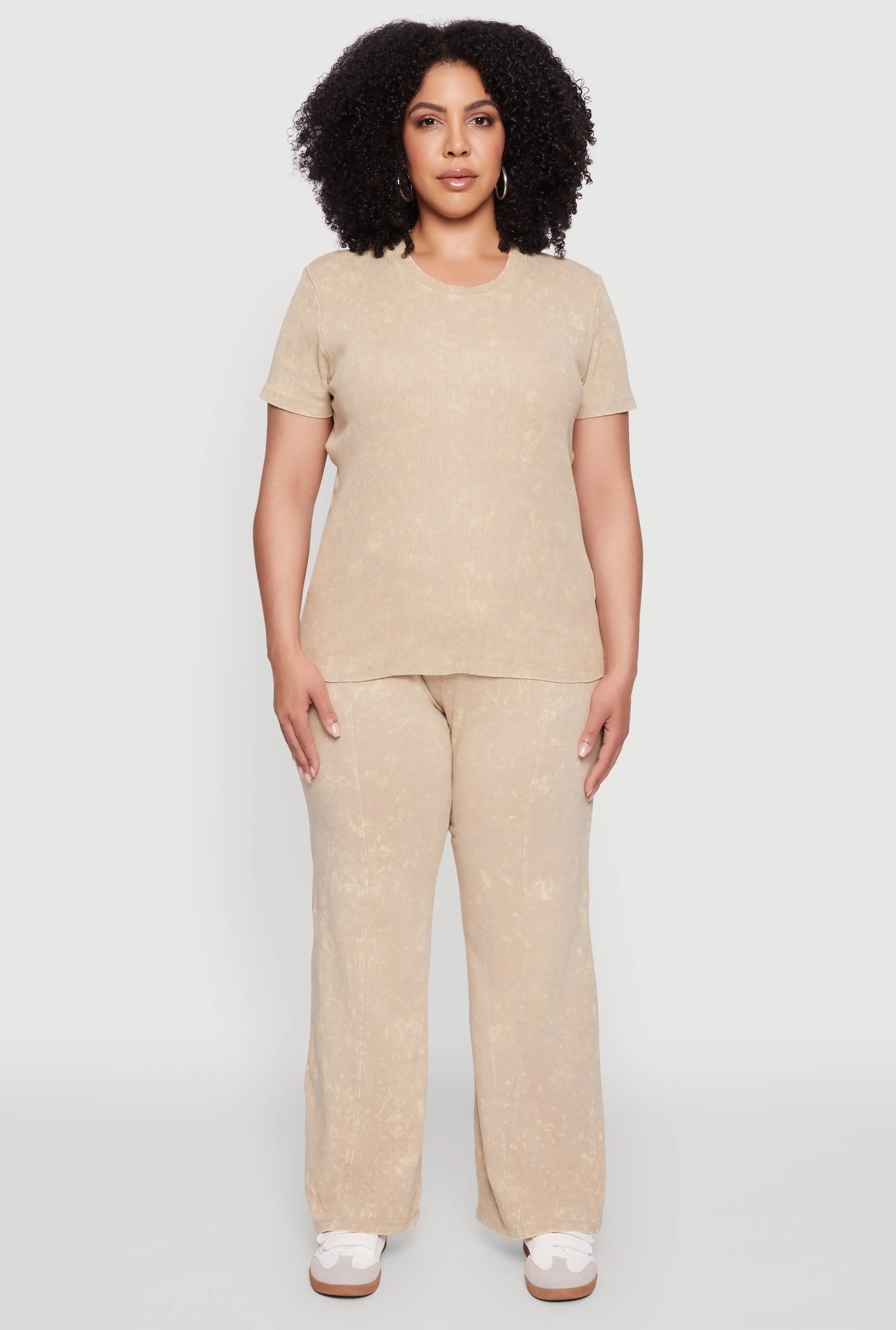 Plus Size Acid Wash Pintuck Wide Leg Pants sold by Rainbow product image thumbnail 2