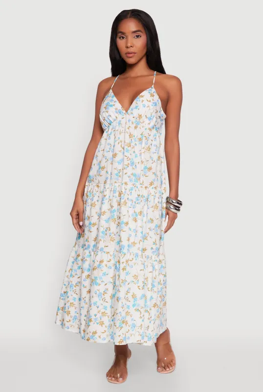 Haute Monde Floral Tiered Midi Dress sold by Rainbow