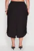 Plus Size High Waisted Toggle Drawstring Hem Linen Skirt with Ruching sold by Rainbow