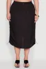 Plus Size High Waisted Toggle Drawstring Hem Linen Skirt with Ruching sold by Rainbow