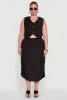 Plus Size High Waisted Toggle Drawstring Hem Linen Skirt with Ruching sold by Rainbow
