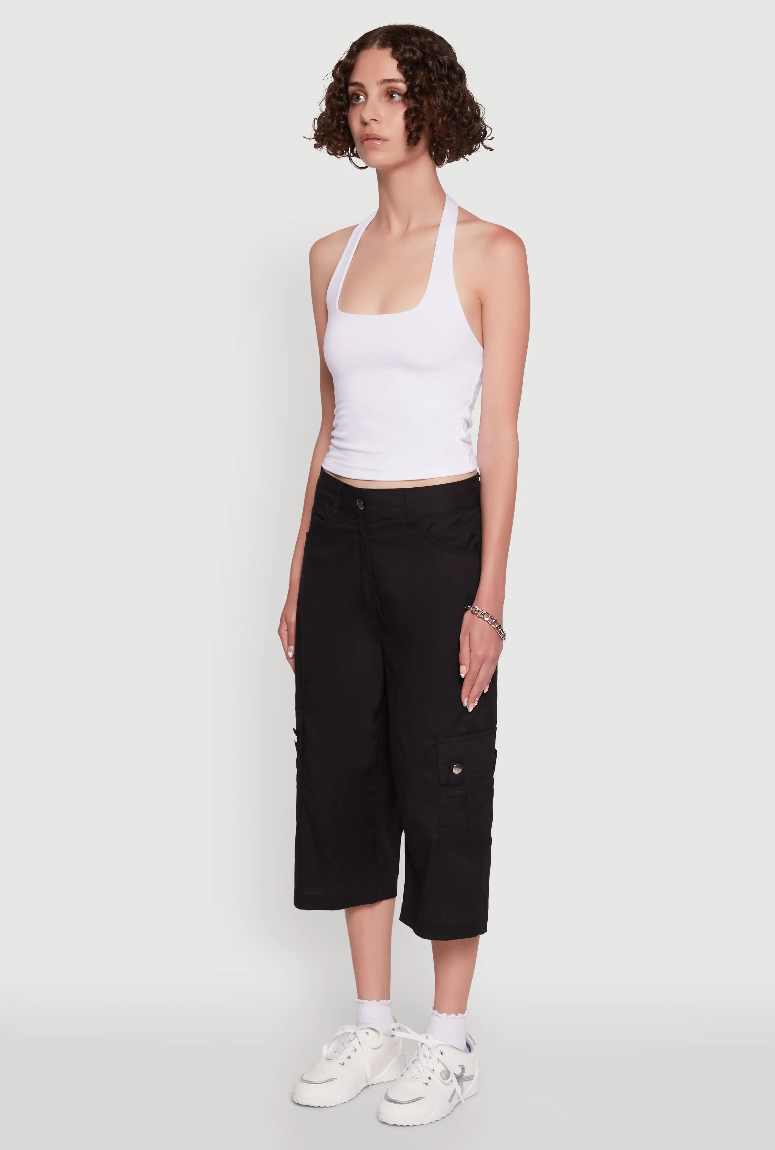 Trendy Wide-Leg Cargo Pocket Capris Pants sold by Rainbow product image thumbnail 3