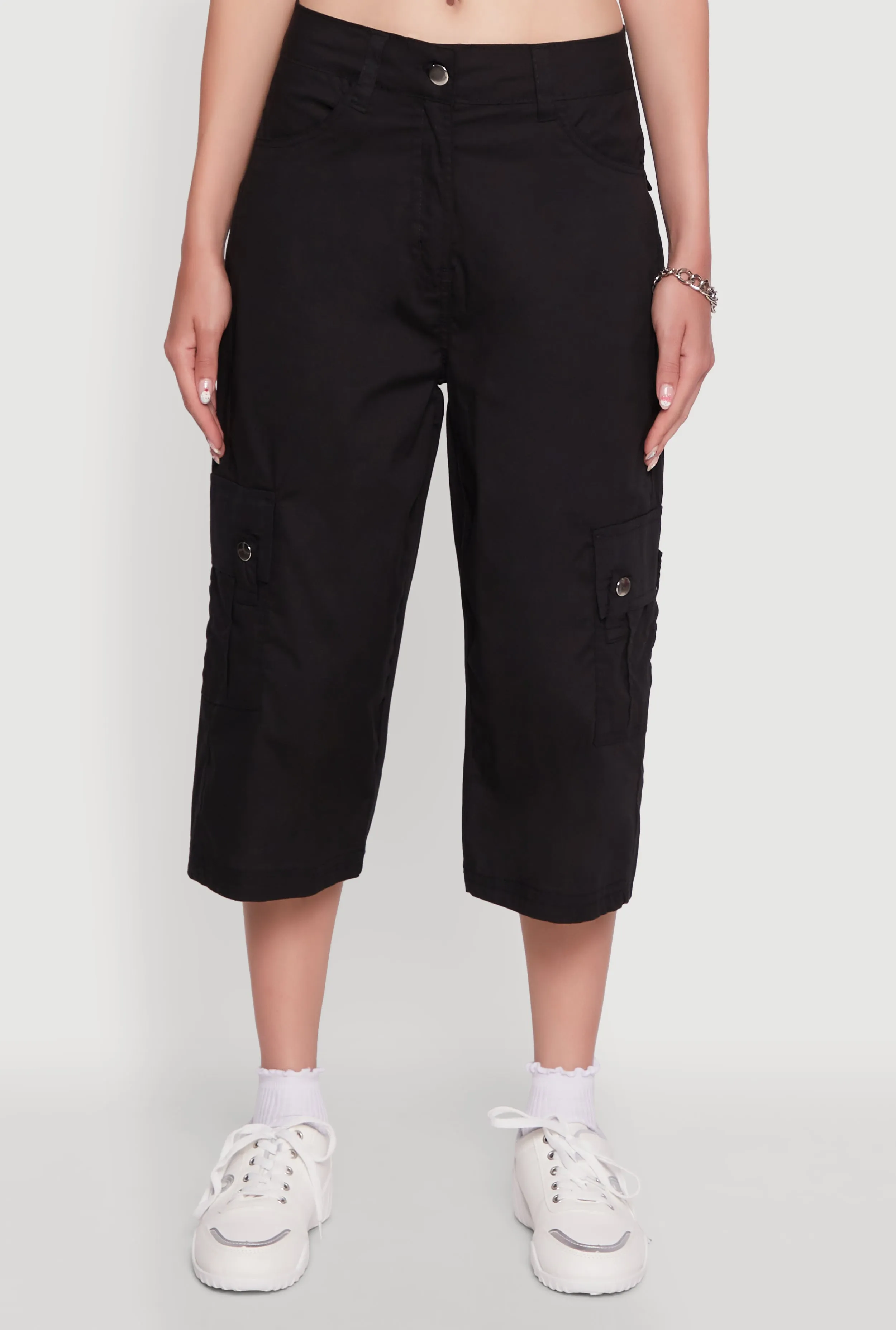 Trendy Wide-Leg Cargo Pocket Capris Pants sold by Rainbow product image thumbnail 5