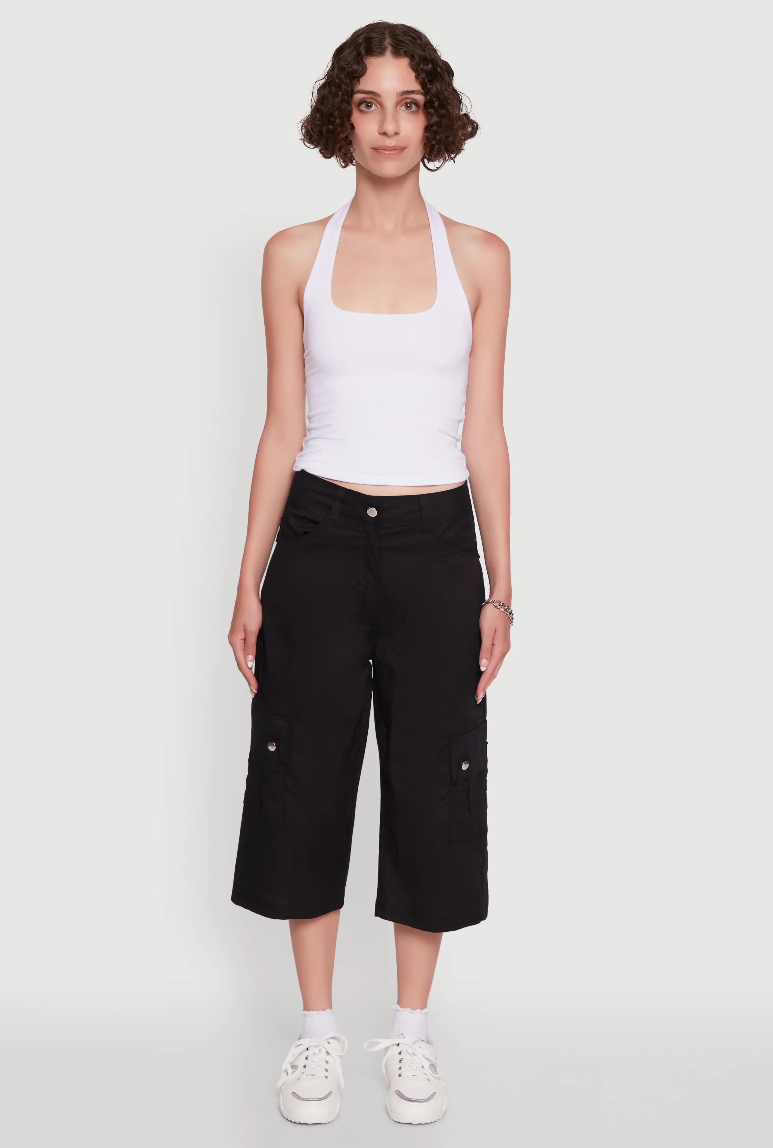 Trendy Wide-Leg Cargo Pocket Capris Pants sold by Rainbow product image thumbnail 2